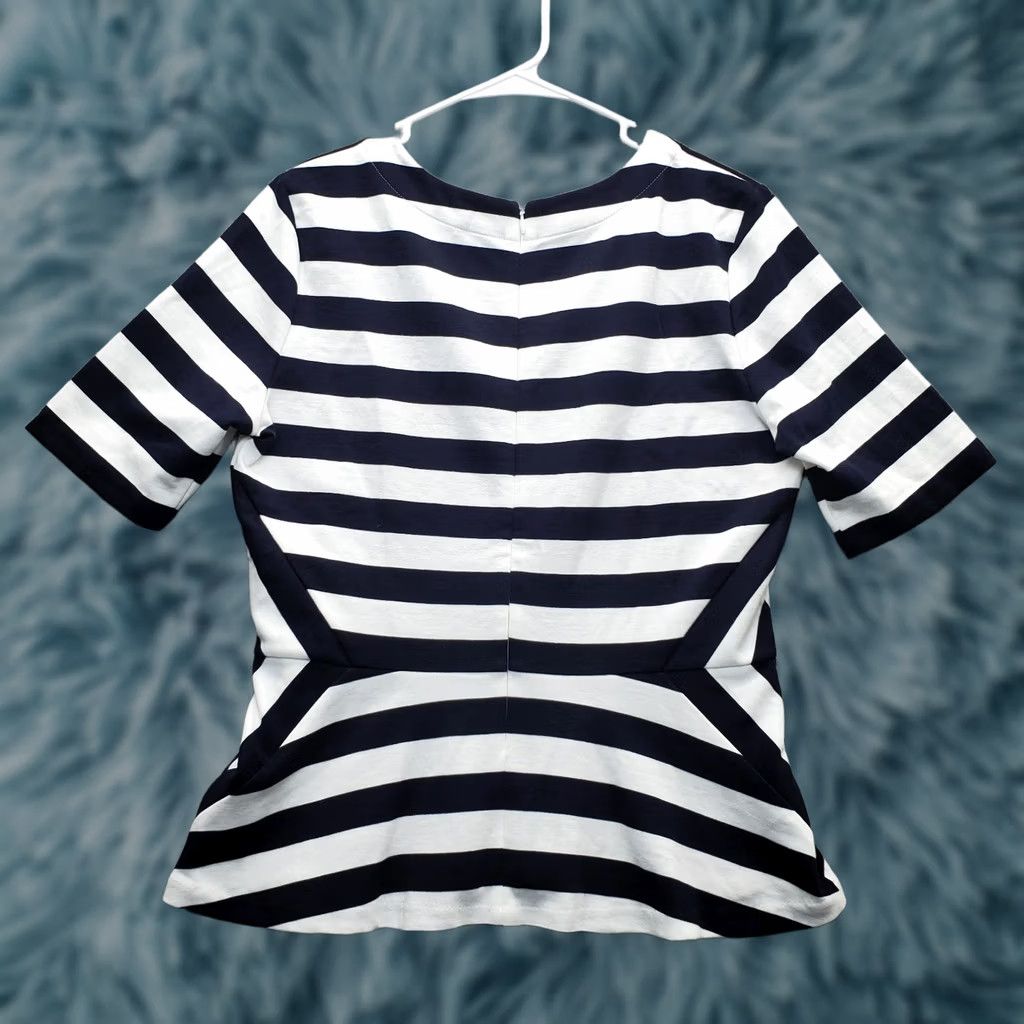Talbots Talbots Blouse Top Women's M Striped Stretch Short Sleeve Back Zip Shirt Multicolor Casual Womens, Talbots Shirt, 90s/Outdoor, Pre-owned Size M / US 6-8 / IT 42-44 - 1 Thumbnail