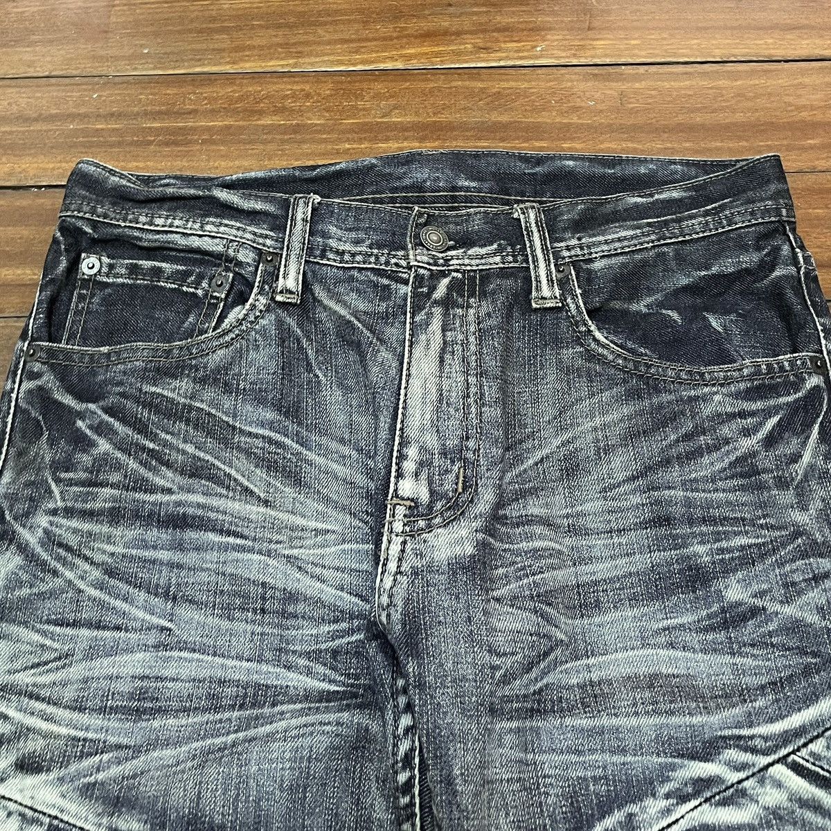 Le Grande Bleu (L.G.B.) Rare Design Vintage Brand Edge Rupert Flared Jeans 1990s Size US 31 - 3 Thumbnail