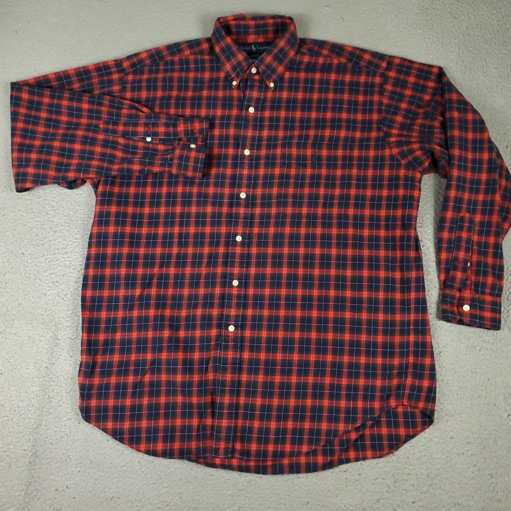 Ralph Lauren Ralph Lauren Shirt Mens Large Blue Red Plaid Button-Up Long Sleeve Casual Business Formal Workwear Poplin Cotton" Size US L / EU 52-54 / 3 - 3 Thumbnail