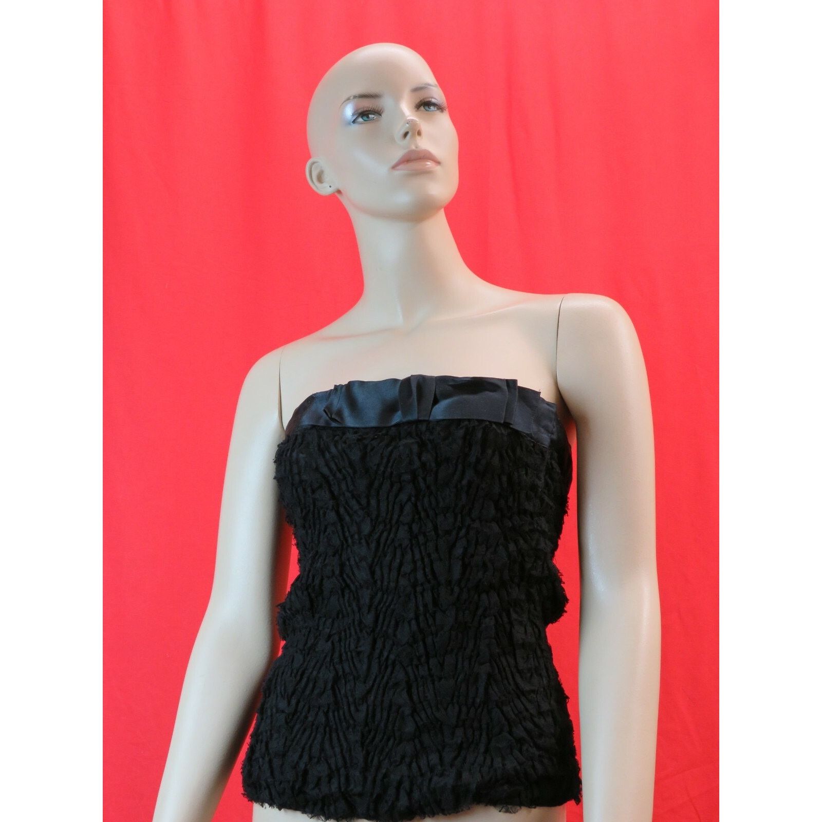 Prada PRADA P9376R BLACK SATIN LACE BOW SLEEVELESS DRESS TOP 40 IT Size S / US 4 / IT 40 - 1 Thumbnail