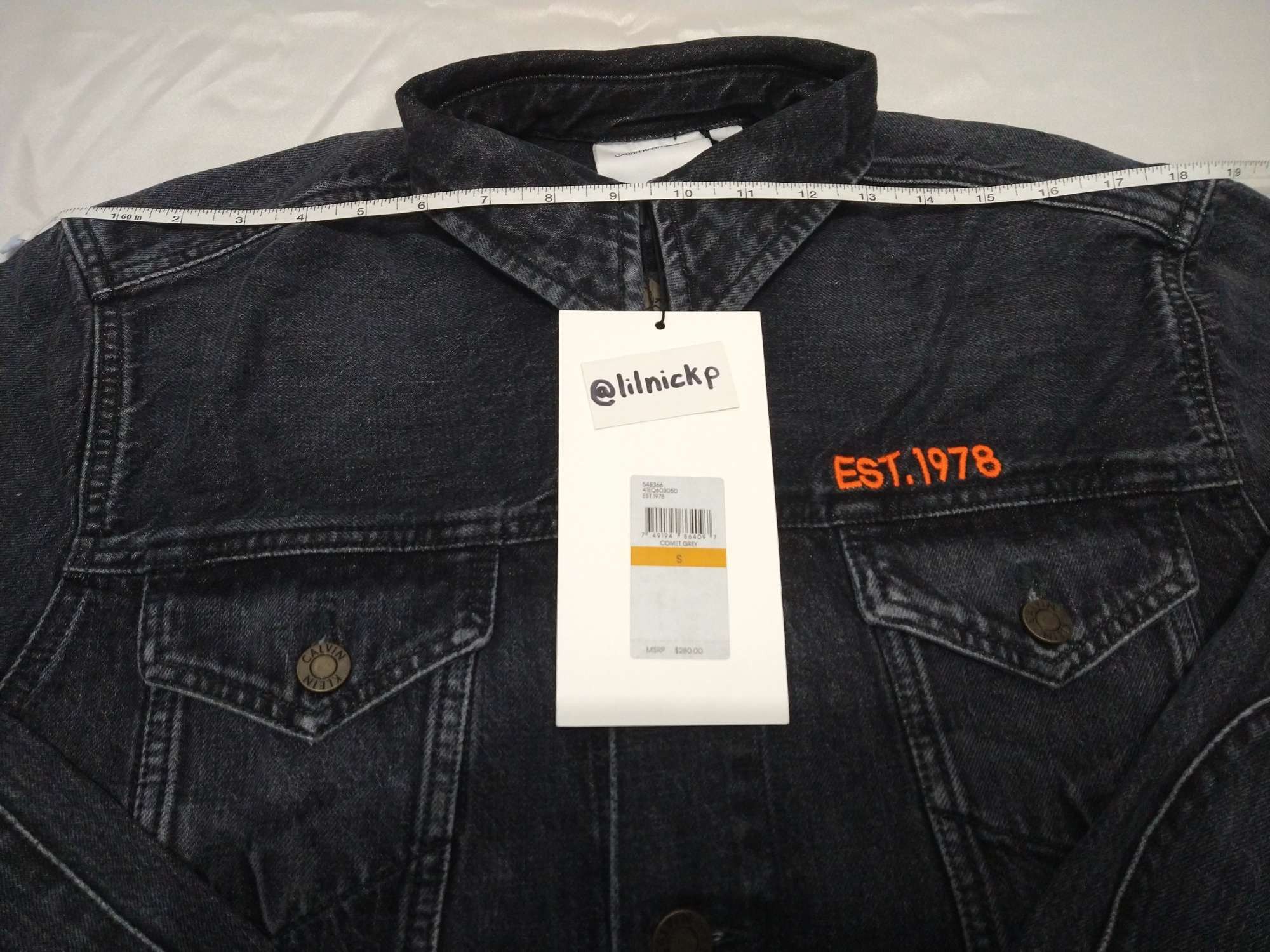 Calvin Klein 205W39NYC EST. 1978 Comet Grey Denim Trucker Jacket Size US S / EU 44-46 / 1 - 7 Thumbnail