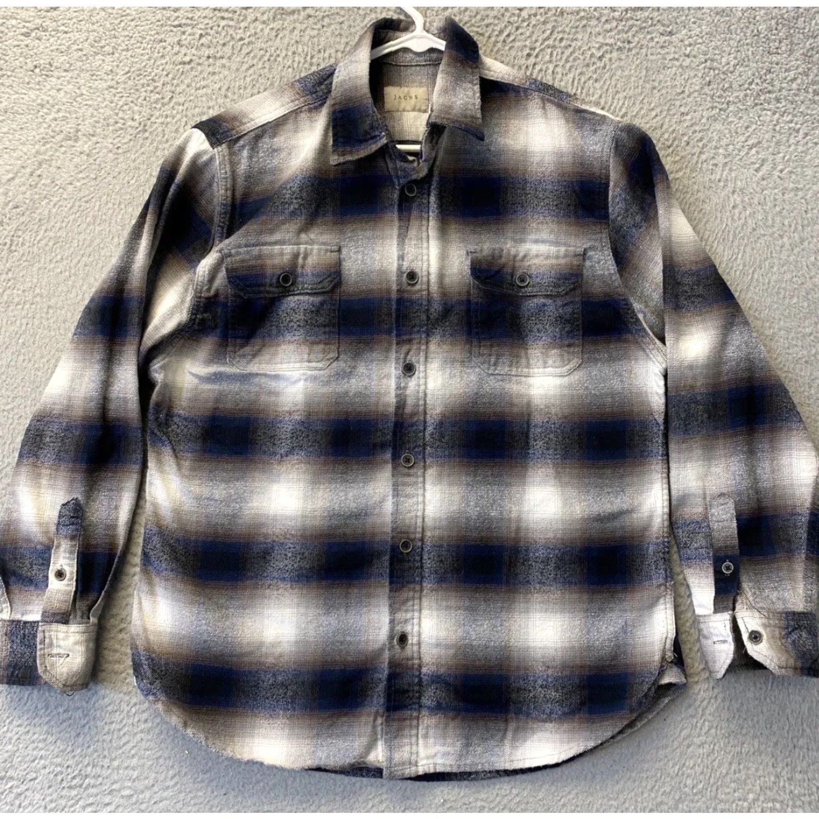 Vintage VINTAGE JACHS Shirt Mens Large Brown Black Plaid Ombre Button Up Outdoor /107-23 Size US L / EU 52-54 / 3 - 2 Thumbnail