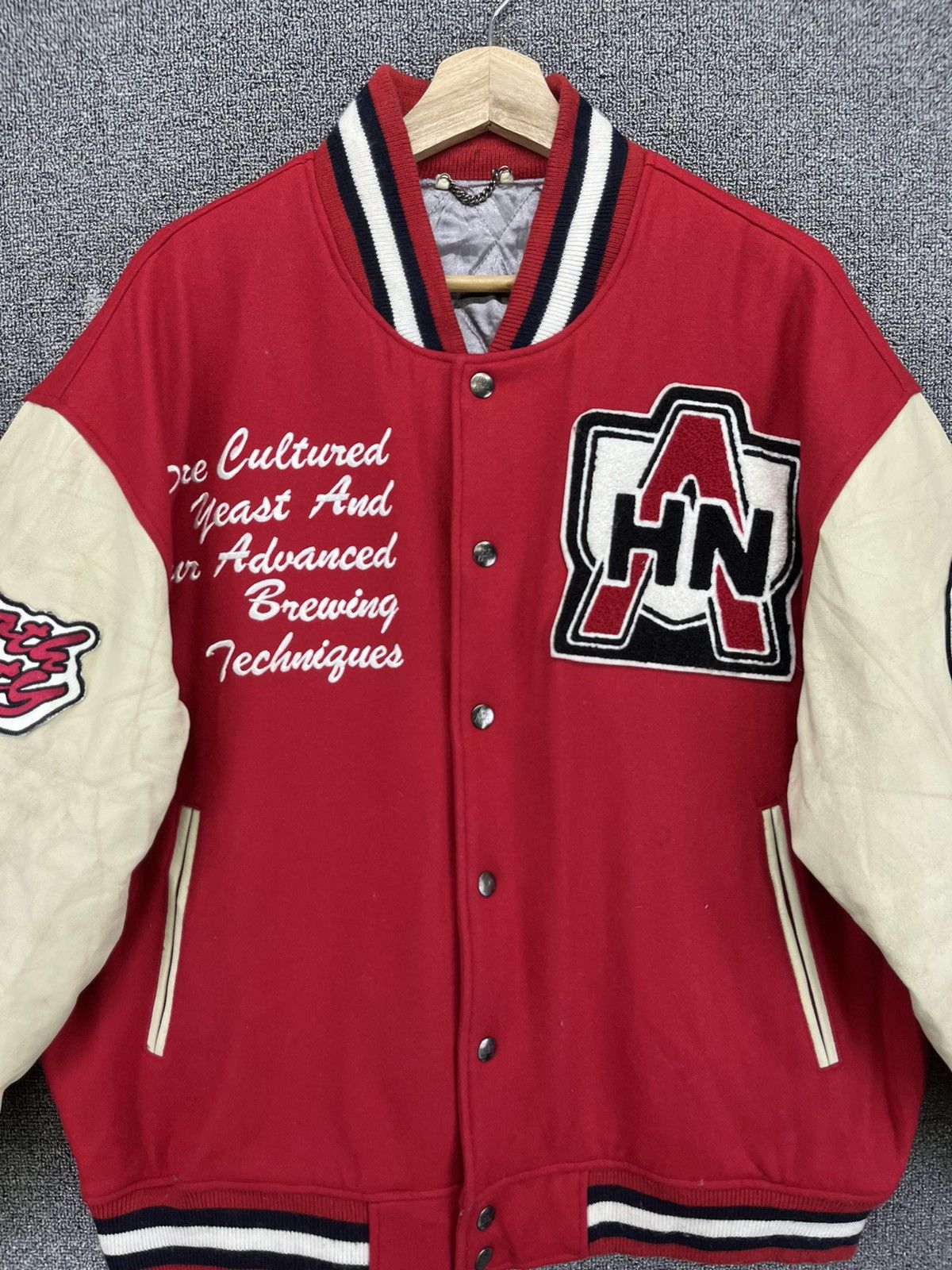 Japanese Brand Vintage Asahi Honnama Rare Wool Varsity Leather Jacket Size US M / EU 48-50 / 2 - 6 Thumbnail