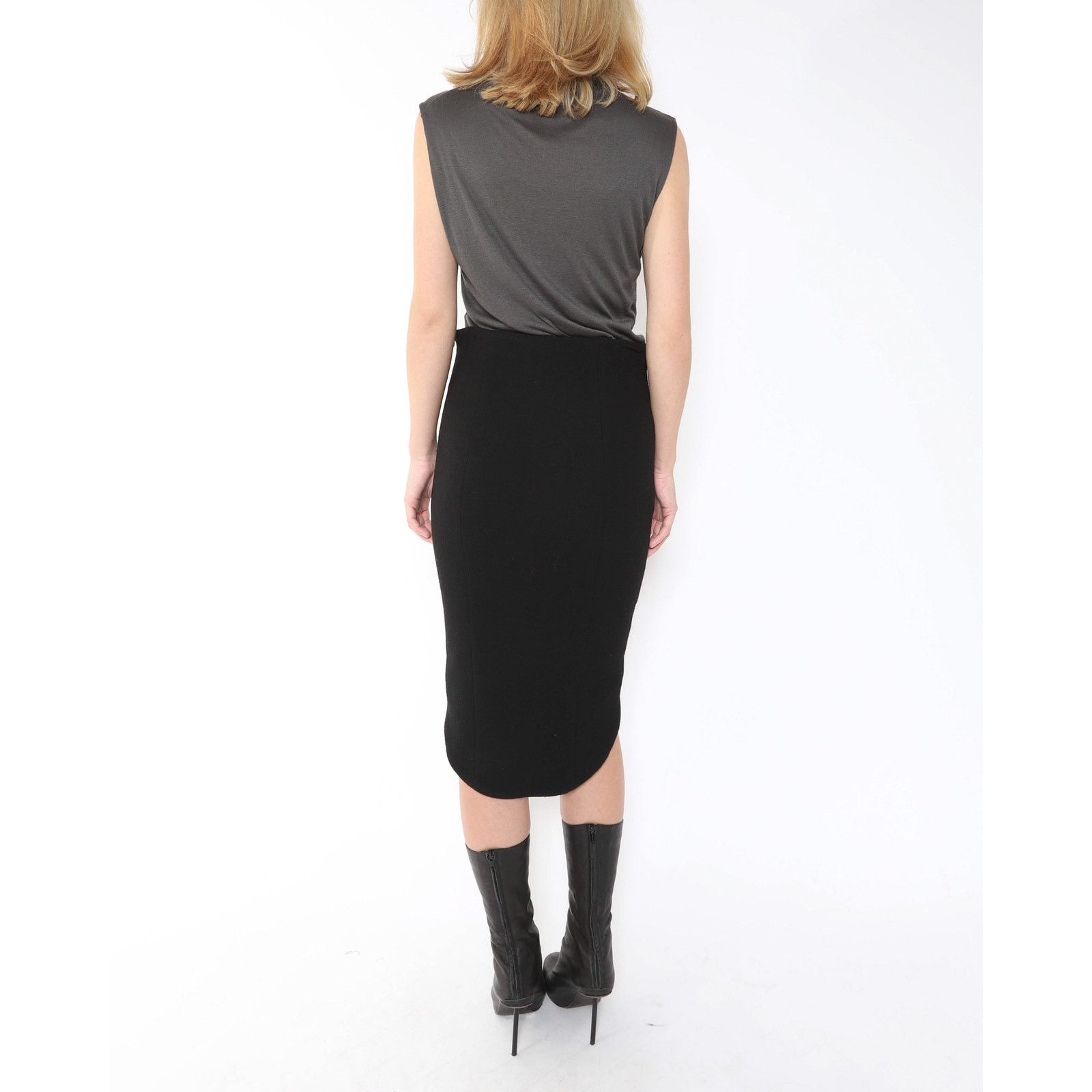 Haider Ackermann FW14 Asymmetrical Pencil Skirt in Black Wool Size 28" / US 6 / IT 42 - 2 Thumbnail