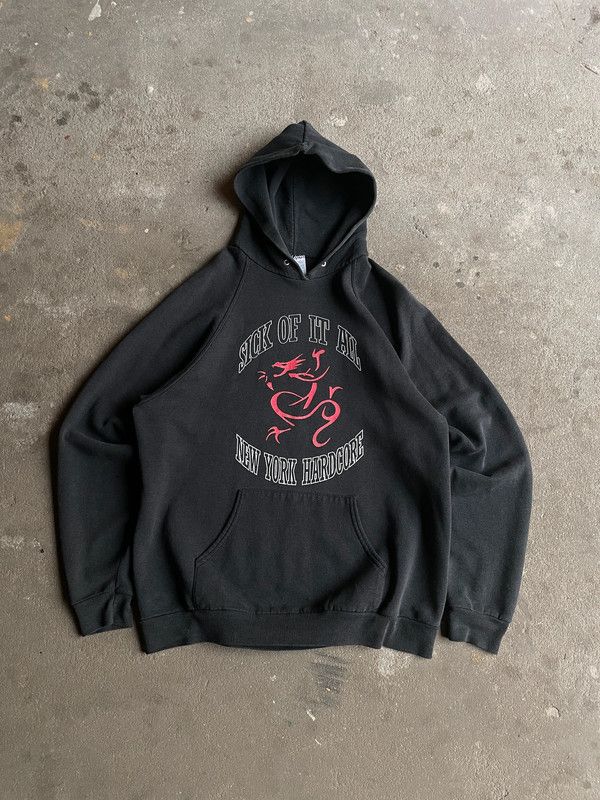 Band Tees × Vintage VINTAGE 90's SICK OF IT ALL NEW YORK HARCORE HOODIE Size US XL / EU 56 / 4 - 1 Thumbnail