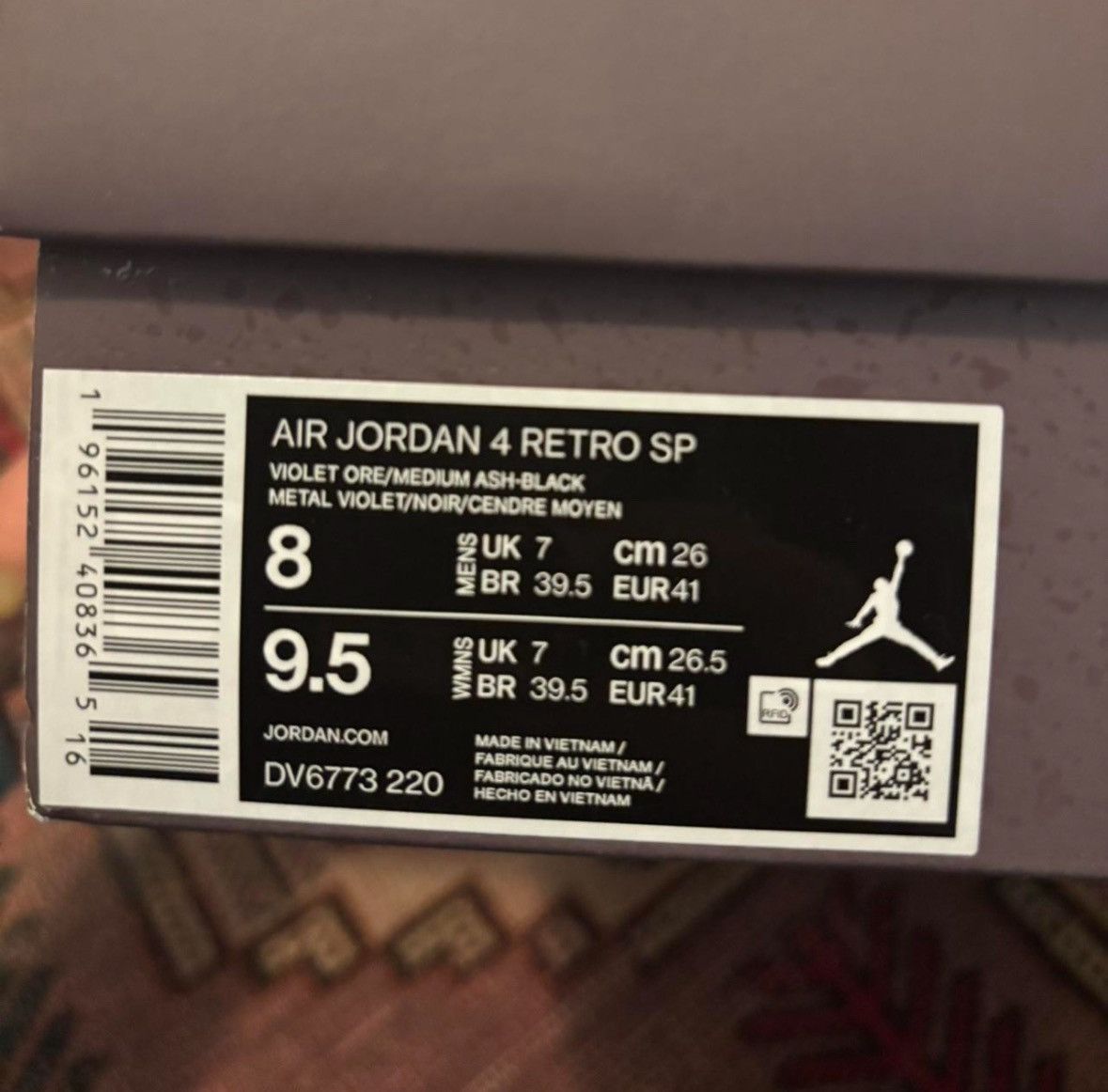 A Ma Maniere × Jordan Brand Jordan 4 x A Ma Maniére Violet Ores Size US 8 / EU 41 - 9 Thumbnail