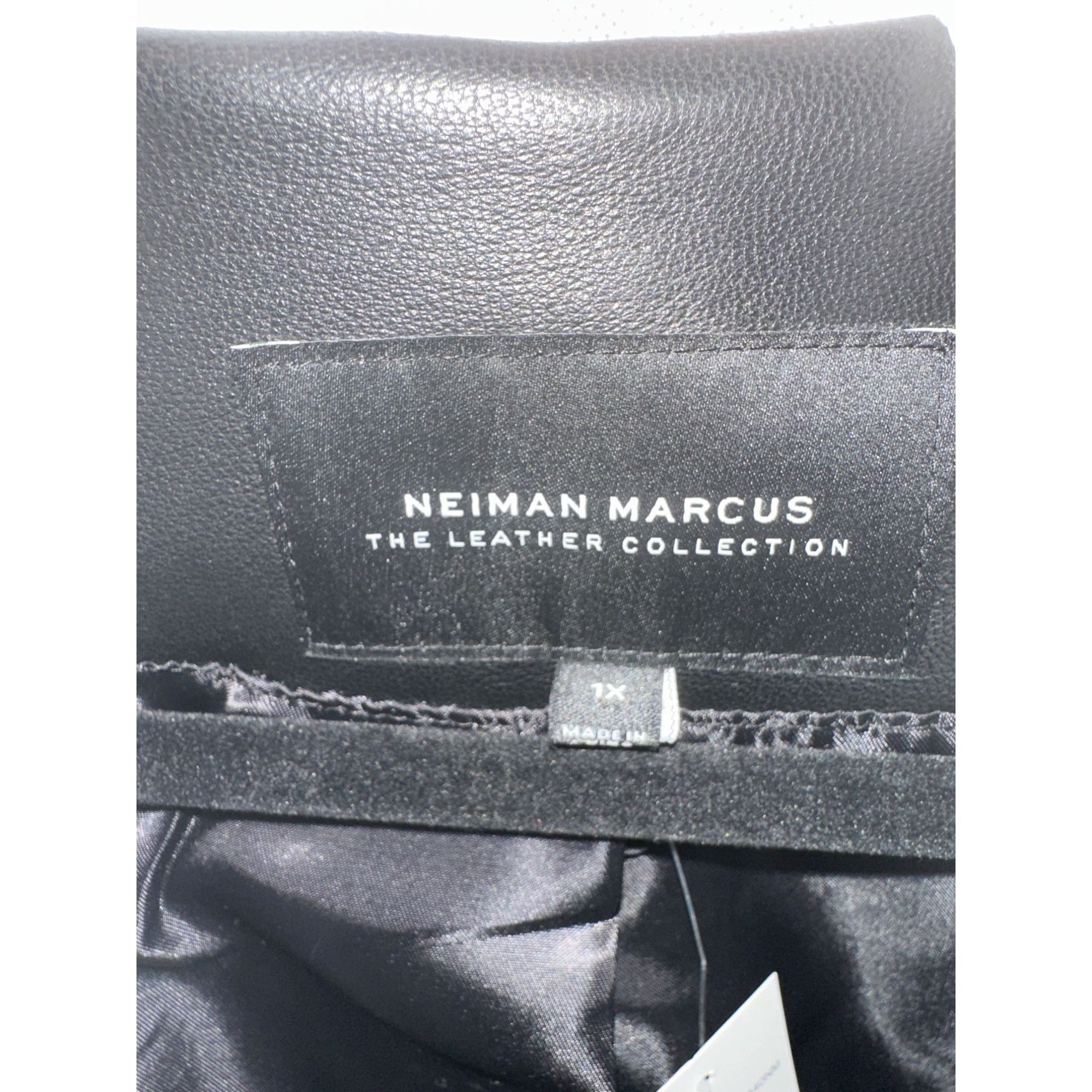 Neiman Marcus Neiman Marcus Black Leather Zip-Up Coat Leopard Print Hem Wo Size XL / US 12-14 / IT 48-50 - 7 Thumbnail