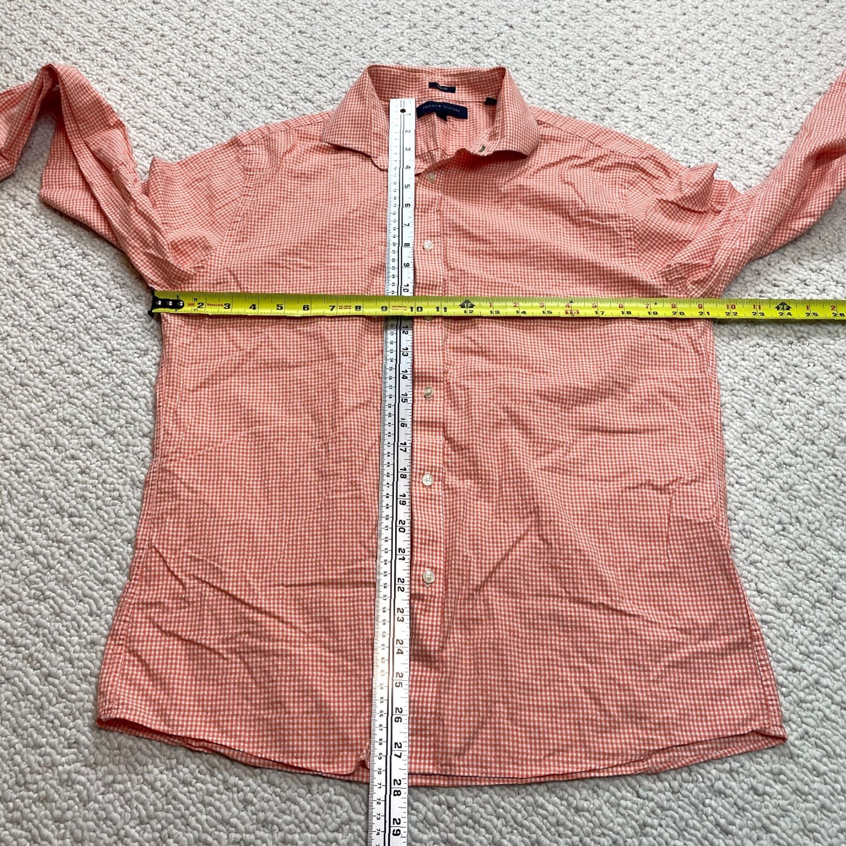 Tommy Hilfiger Tommy Hilfiger Shirt Mens 16 34-35 Orange Check Slim fit Long Sleeve Button Up Size US S / EU 44-46 / 1 - 5 Thumbnail