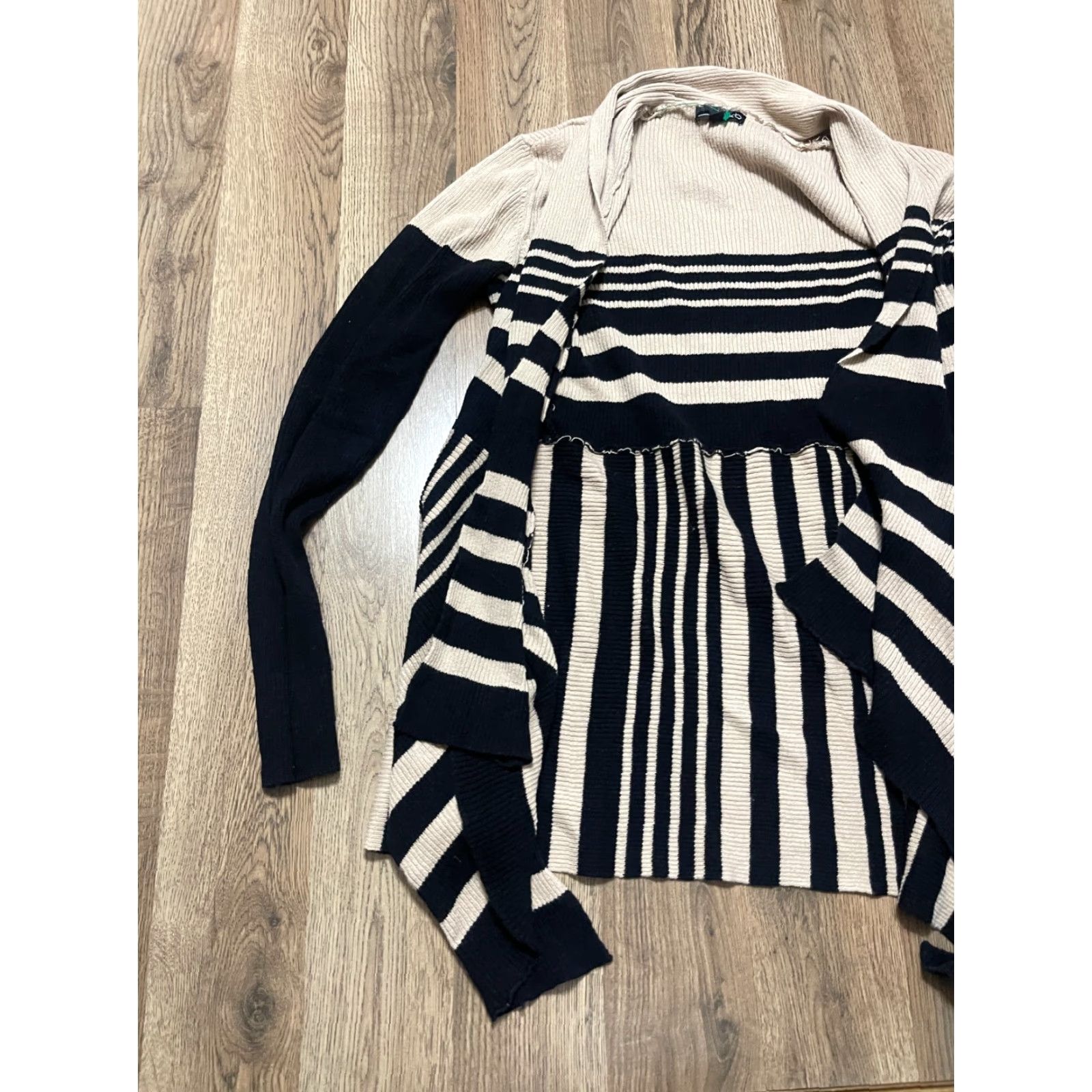 Vintage VINTAGE? No — RXB Cardigan Sweater Ladies Large Black Brown Open Long Sleeve Knit Acrylic Regular Fit Size L / US 10 / IT 46 - 3 Thumbnail