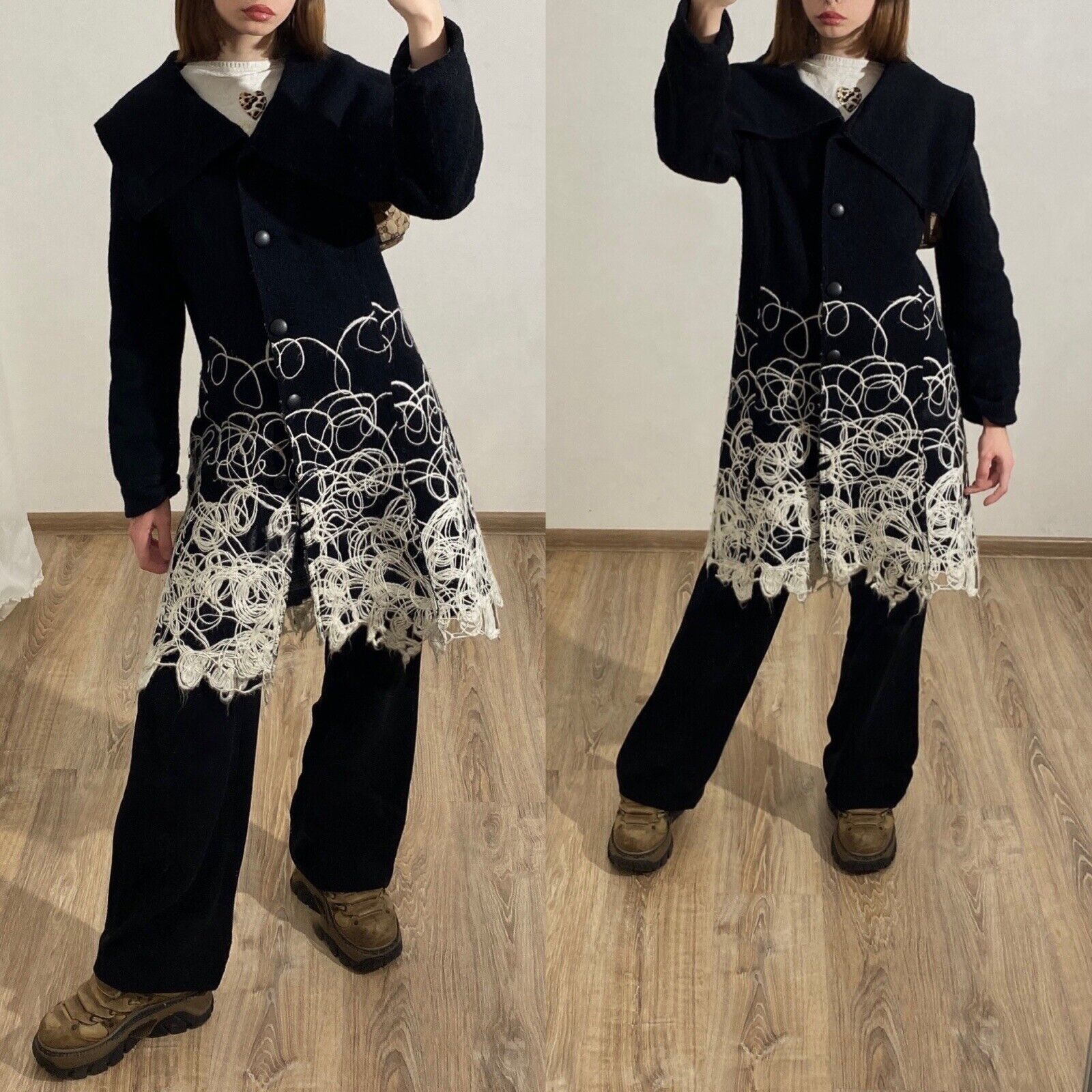 Dolce & Gabbana D&G Black Wool Embroidered Coat - Size IT42 Size M / US 6-8 / IT 42-44 - 2 Thumbnail