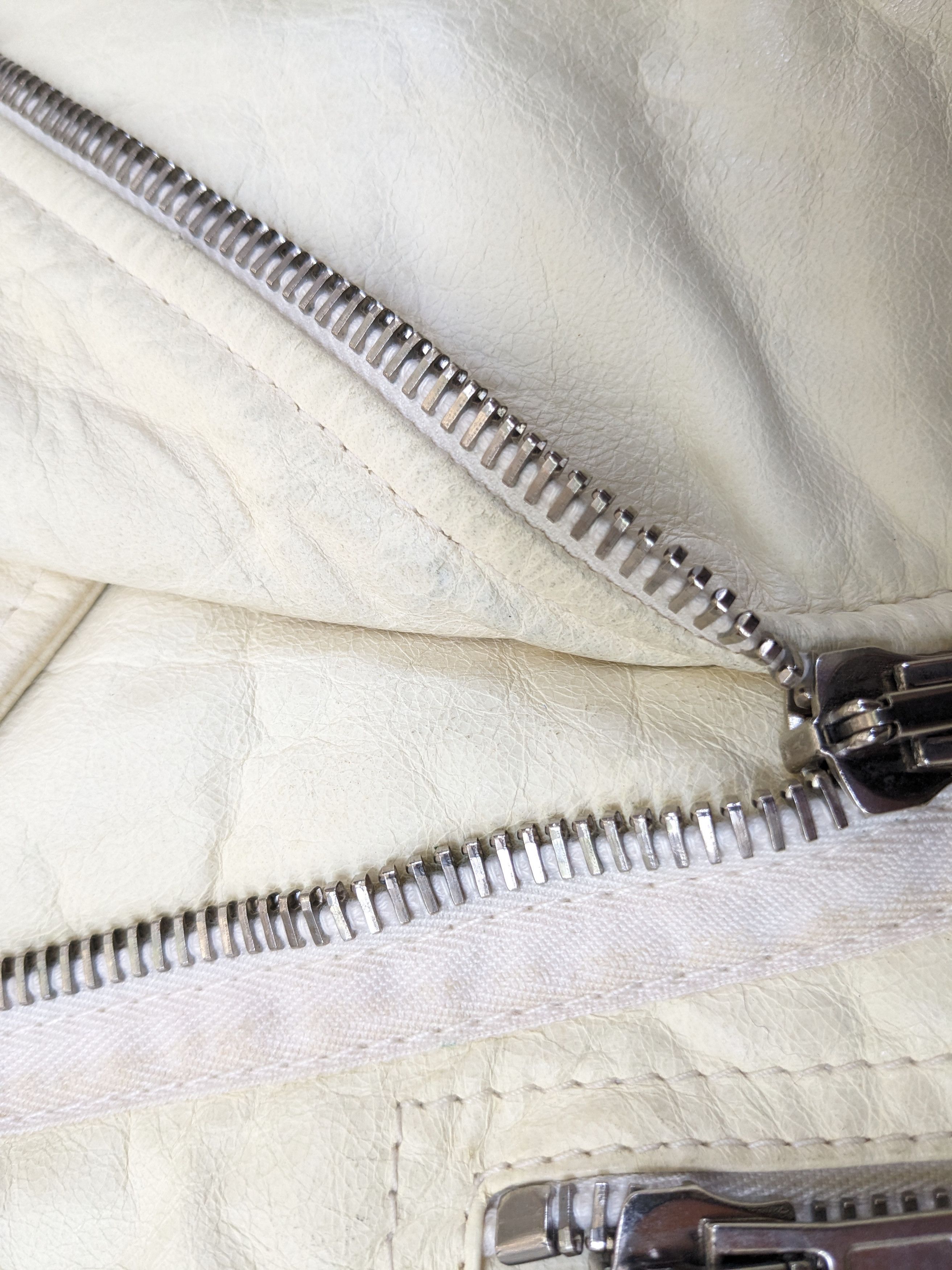 Balenciaga Women's Balenciaga Leather Moto Jacket White 38 Lambskin Size XS / US 0-2 / IT 36-38 - 4 Thumbnail