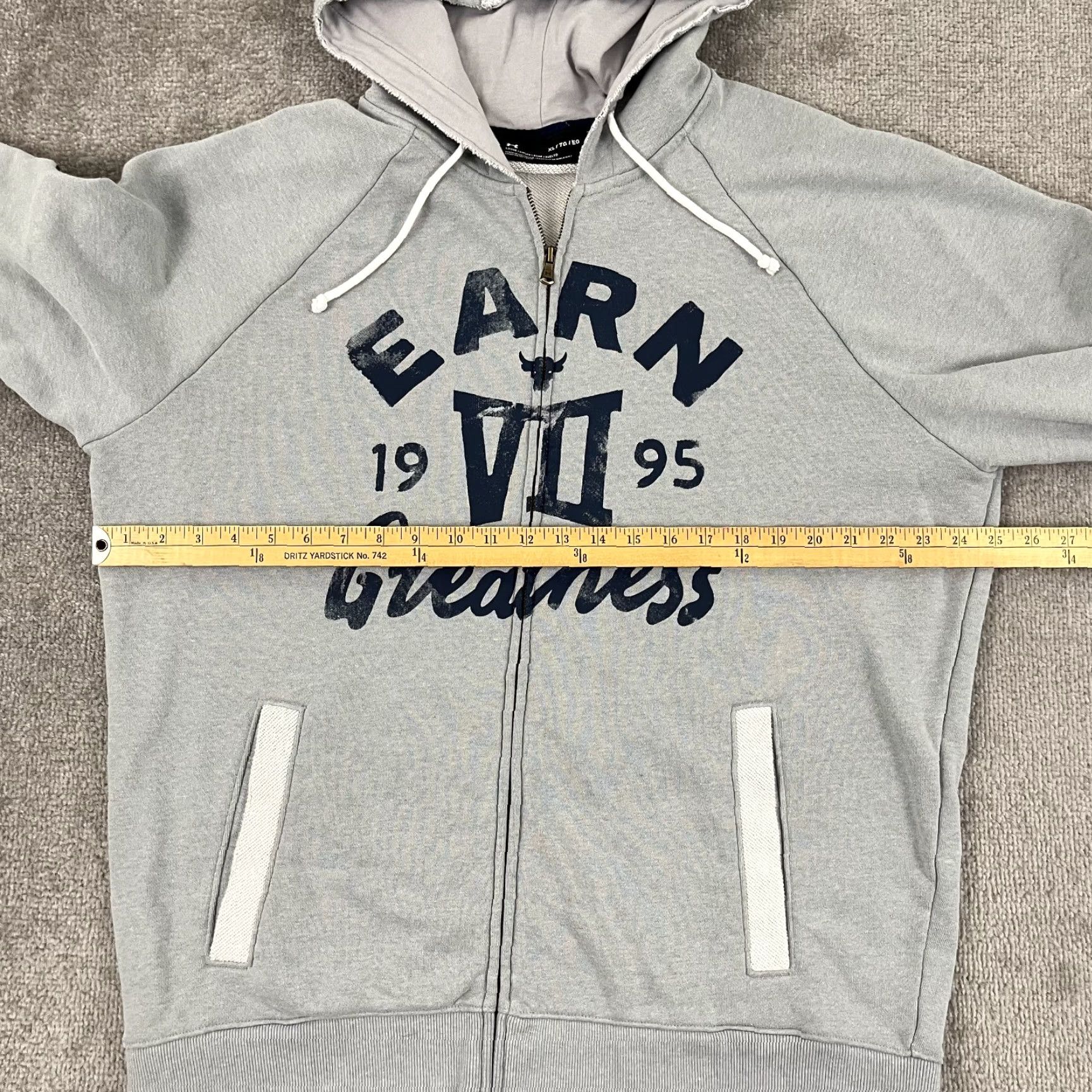 Under Armour Under Armour Project Rock Hoodie Adult XL Gray Blue Workout Gym Full Zip Hooded Pockets Mens Size US XL / EU 56 / 4 - 7 Thumbnail