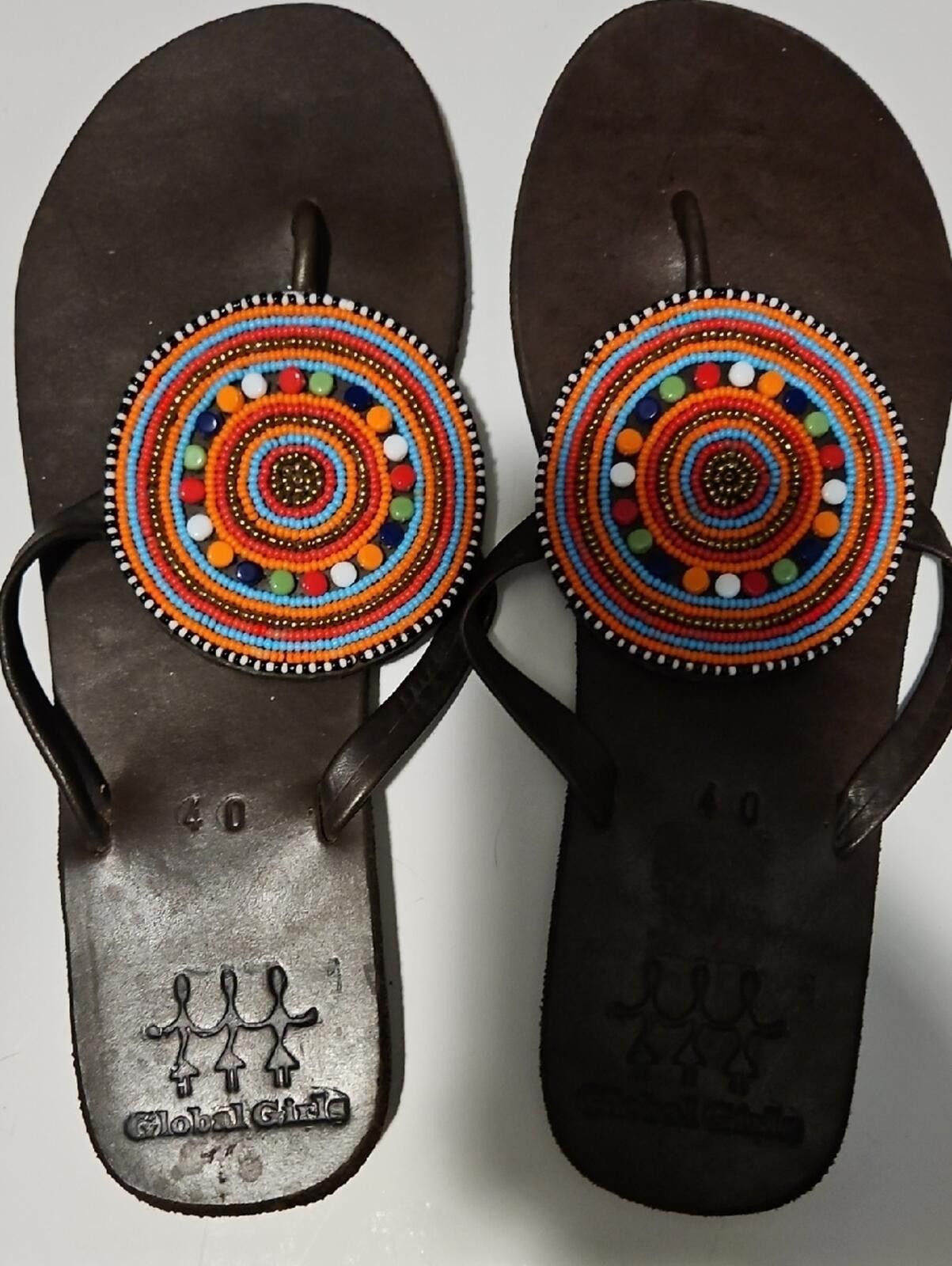 Other Women's Brown Beaded Circle Toe-Post Sandals Size US 9 / IT 39 - 1 Thumbnail