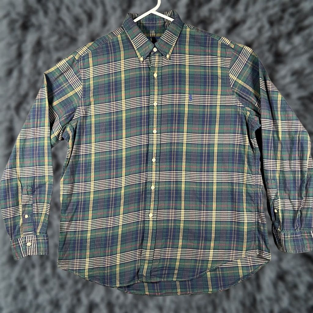 Ralph Lauren Ralph Lauren Shirt Mens XL Green Blue Plaid Button-Down Pony Logo Long Sleeve Size US XL / EU 56 / 4 - 1 Thumbnail