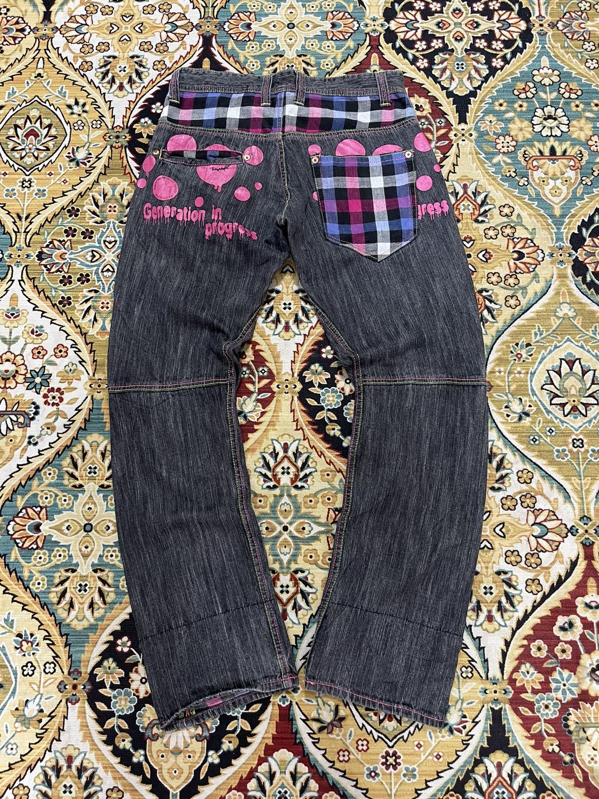 Vintage Japanese Adjustable Curved Leg Distress Denim Vintage Jeans Size US 30 / EU 46 - 1 Thumbnail