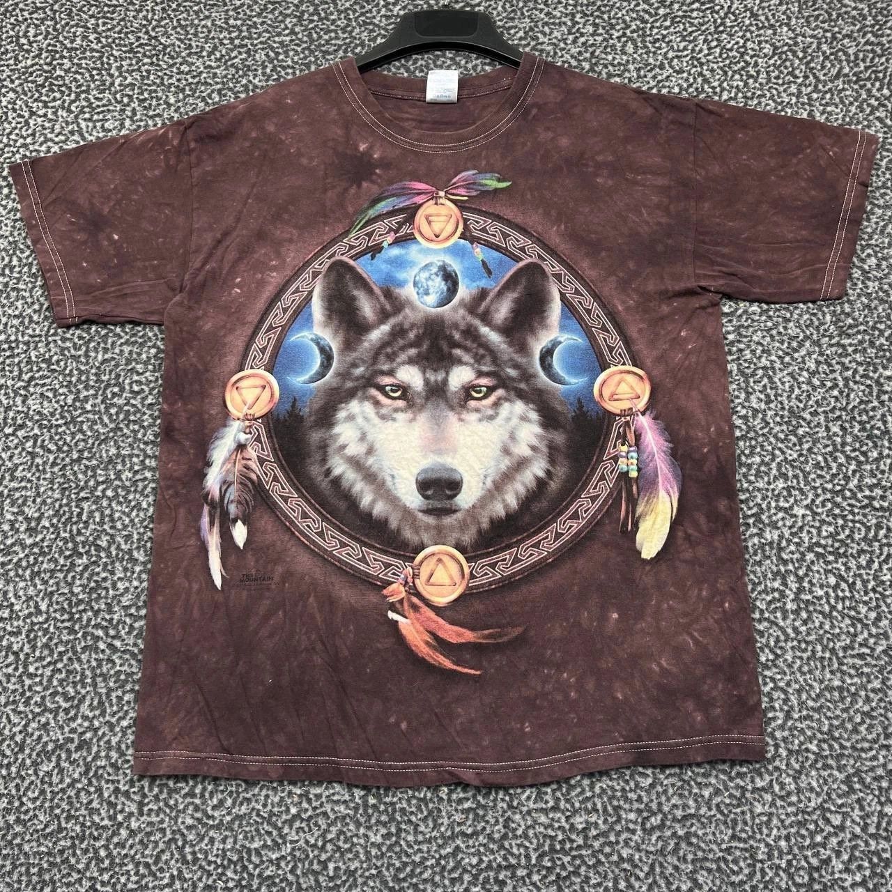 Gildan Dreamcatcher Wolf Shirt Men Tie Dye Crew Neck Cotton L Size US L / EU 52-54 / 3 - 1 Thumbnail