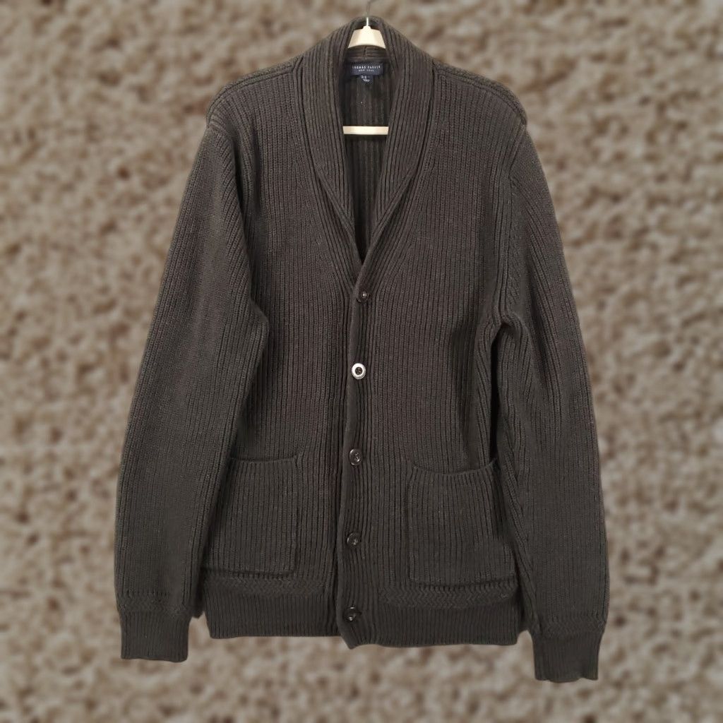 Vintage Thomas Parker Mens Cardigan Sweater XL Gray Button Up Knit Slim Regular Fit Size US XL / EU 56 / 4 - 1 Thumbnail