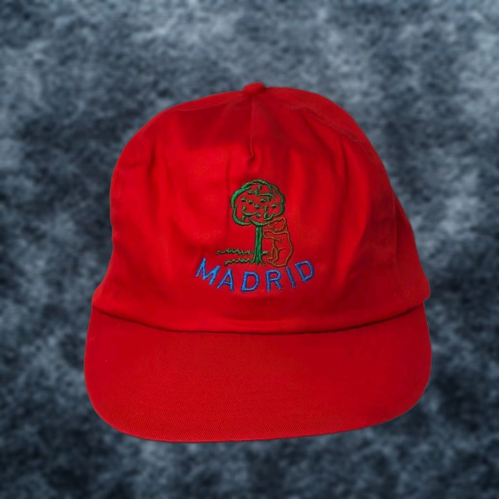 Spell VINTAGE Madrid Hat City Red Cap Embroidered Adjustable Strapback Men Baseball Cap Size ONE SIZE - 1 Thumbnail