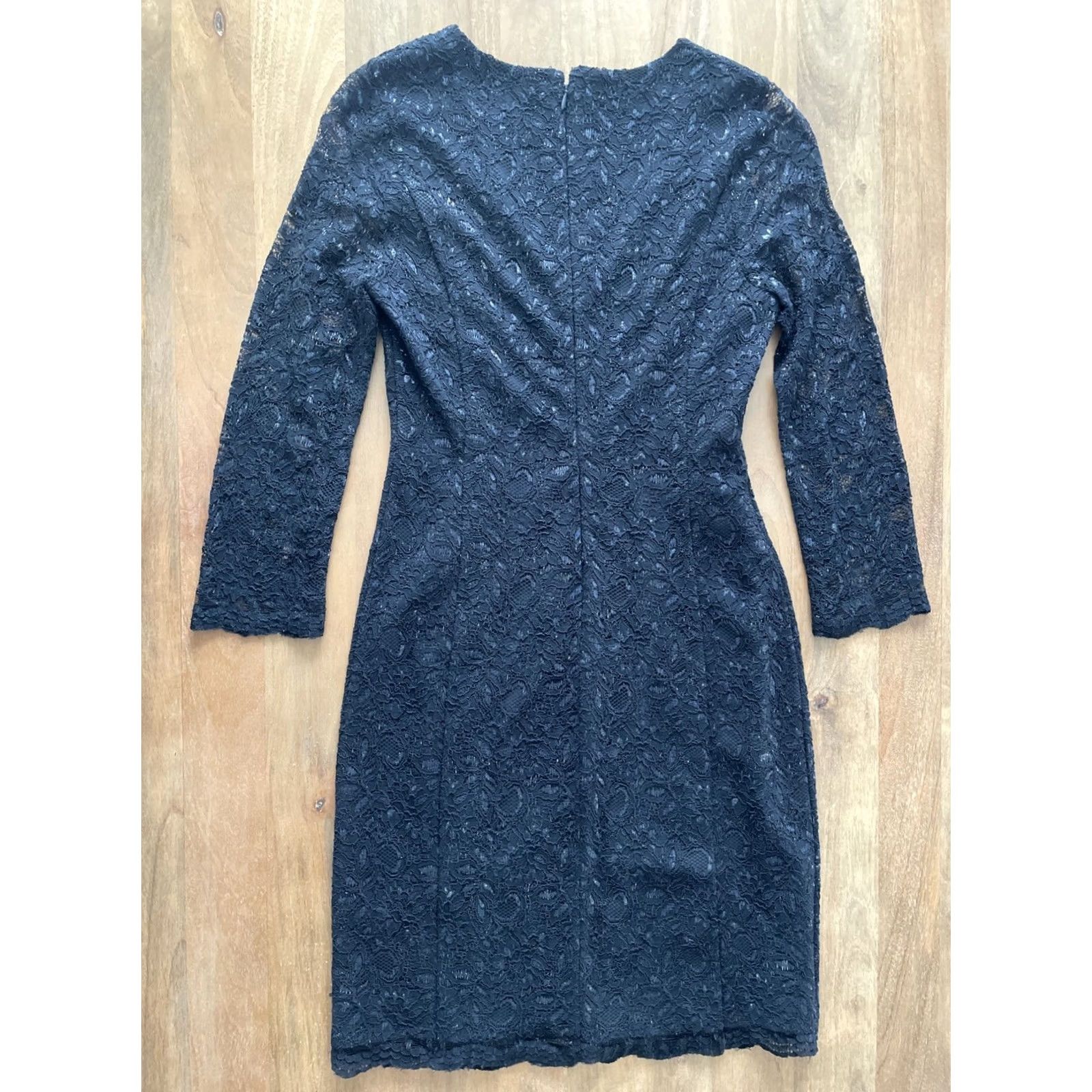 Banana Republic Banana Republic Dress L’Wren Scott Collection V-Neck Lace A-Line Midi Womens 4 Black 3/4 Sleeve Knee Length Party/Cocktail Size S / US 4 / IT 40 - 2 Thumbnail