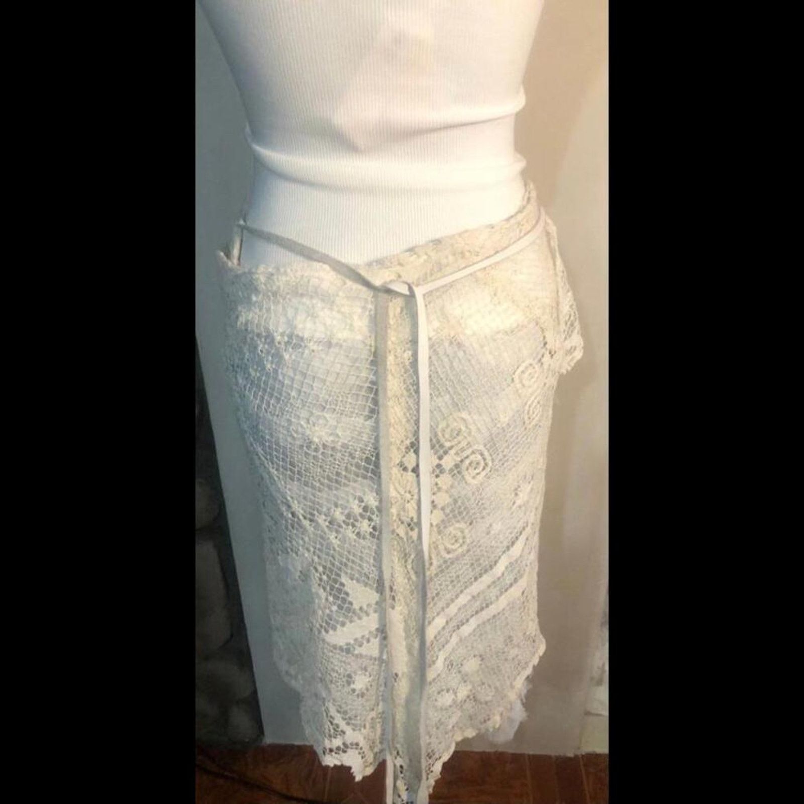 Other Silk knitted embroidered wrap skirt with ruffle under Size 30" / US 8 / IT 44 - 3 Thumbnail