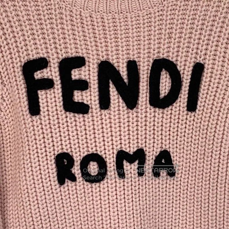 Fendi Fendi Pink Logo Letter Embroidered Wool Round Neck Long Sl Size XXS / US 00 / IT 34 - 4 Thumbnail