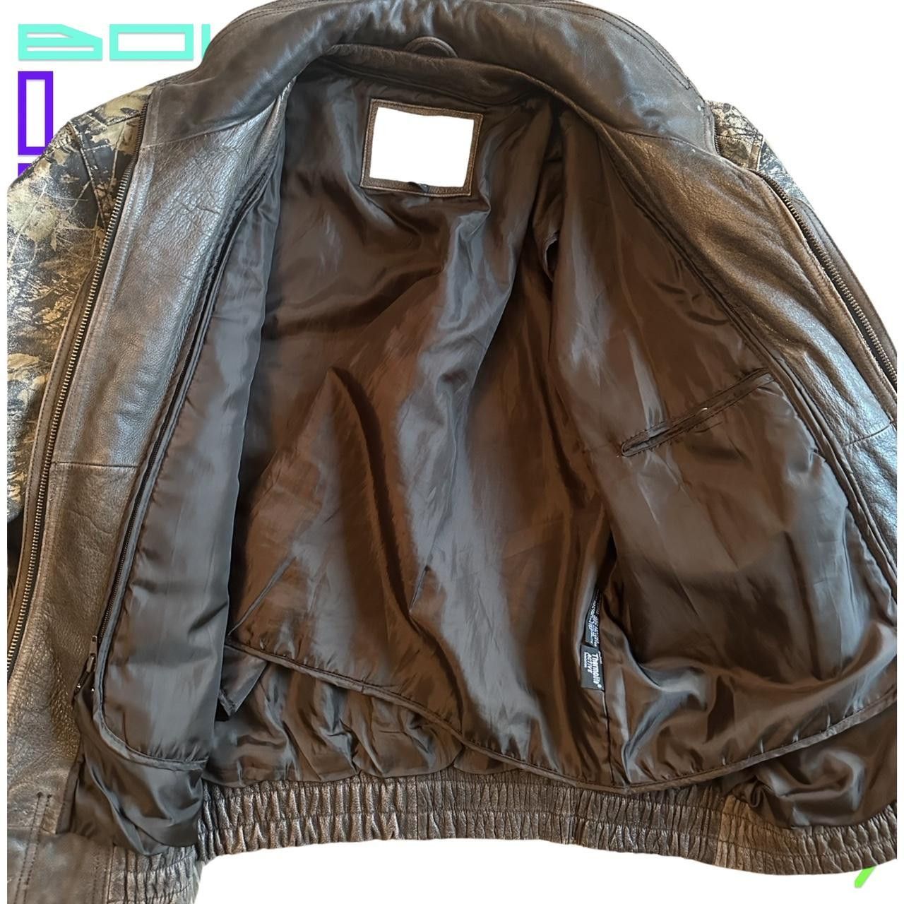 Other WEBER Brown Real Tree Camo Leather Bomber Jacket - Large Size US L / EU 52-54 / 3 - 4 Thumbnail