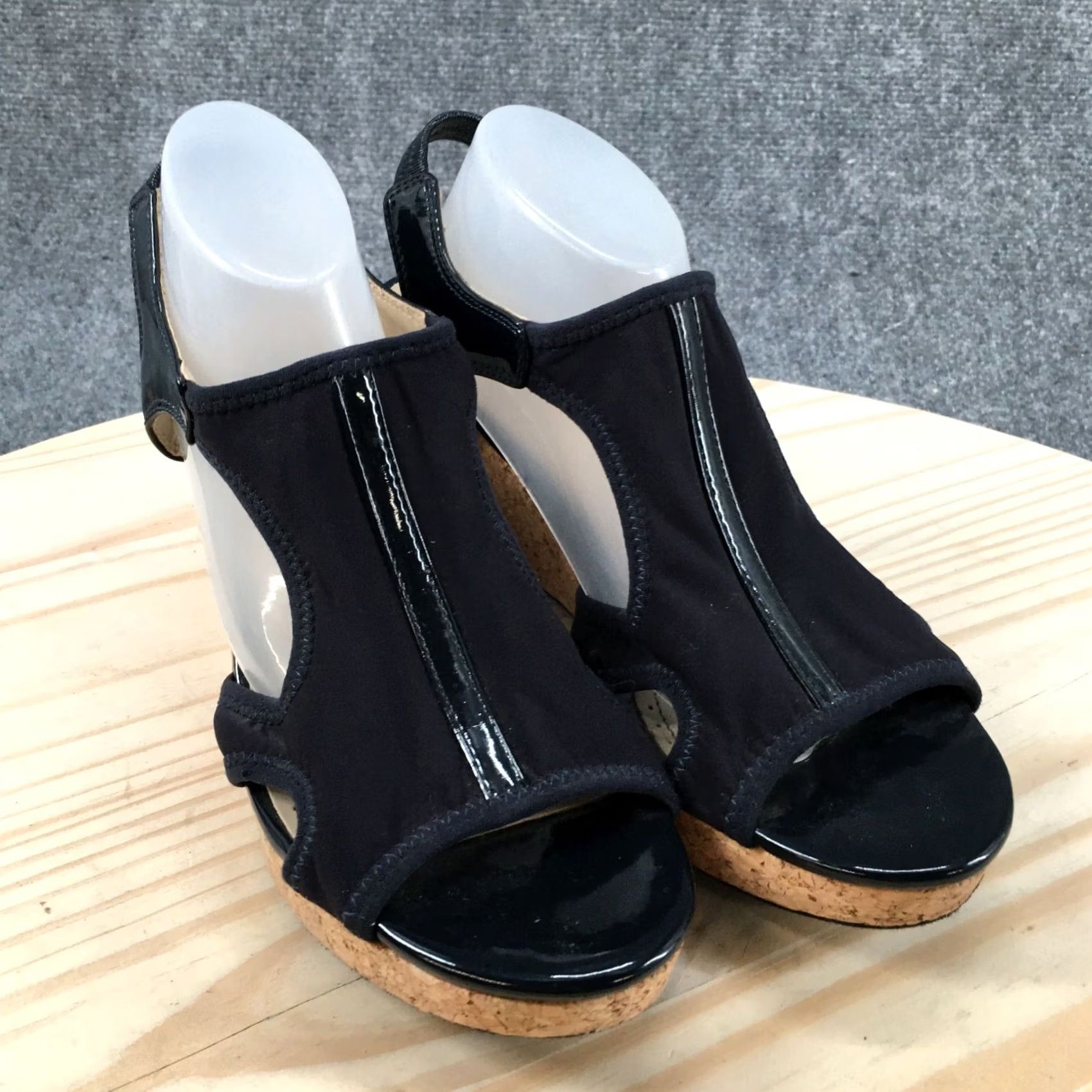 Vintage Adrienne Vittadini Sandals Womens 8 M Collyn Wedge Cork Heels Slingback Blue Size US 8 / IT 38 - 3 Thumbnail