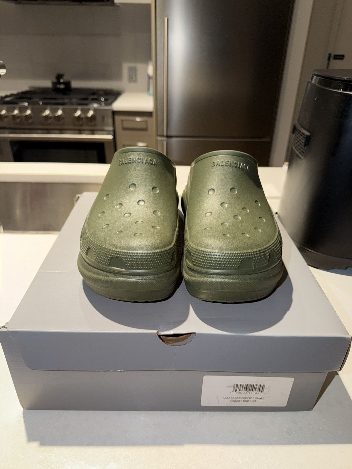 Balenciaga LimitedEdition New Runway Croc Embossed Leather Slides 
