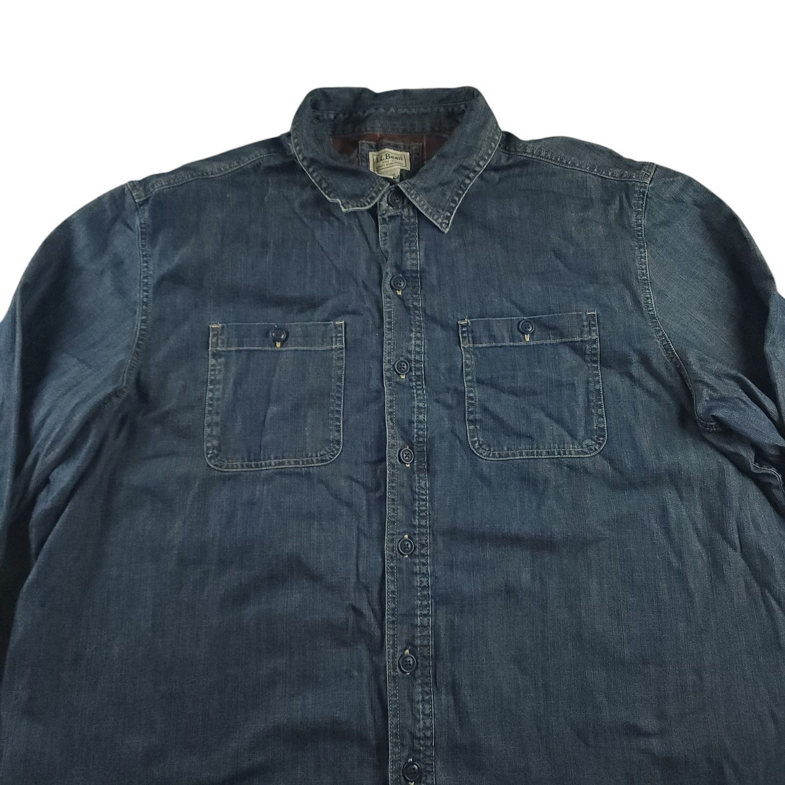 Flannel LL Bean Denim Flannel Lined Shirt Shacket XLT Size US XL / EU 56 / 4 - 10 Thumbnail