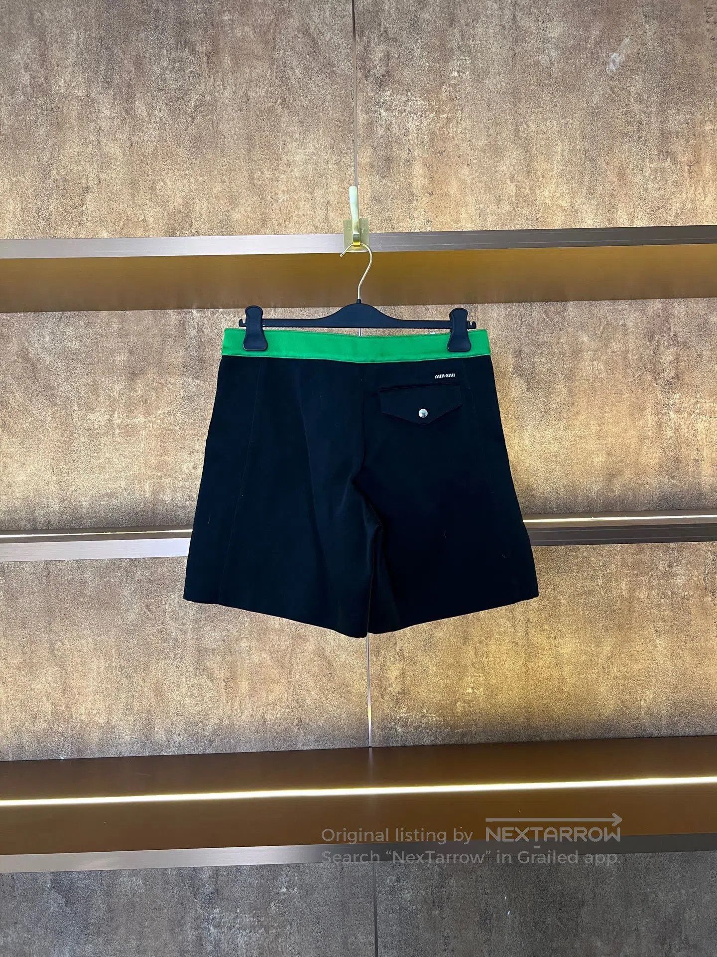 Miu Miu Miumiu Black Green Colorblock Shorts. Size 39" - 2 Thumbnail