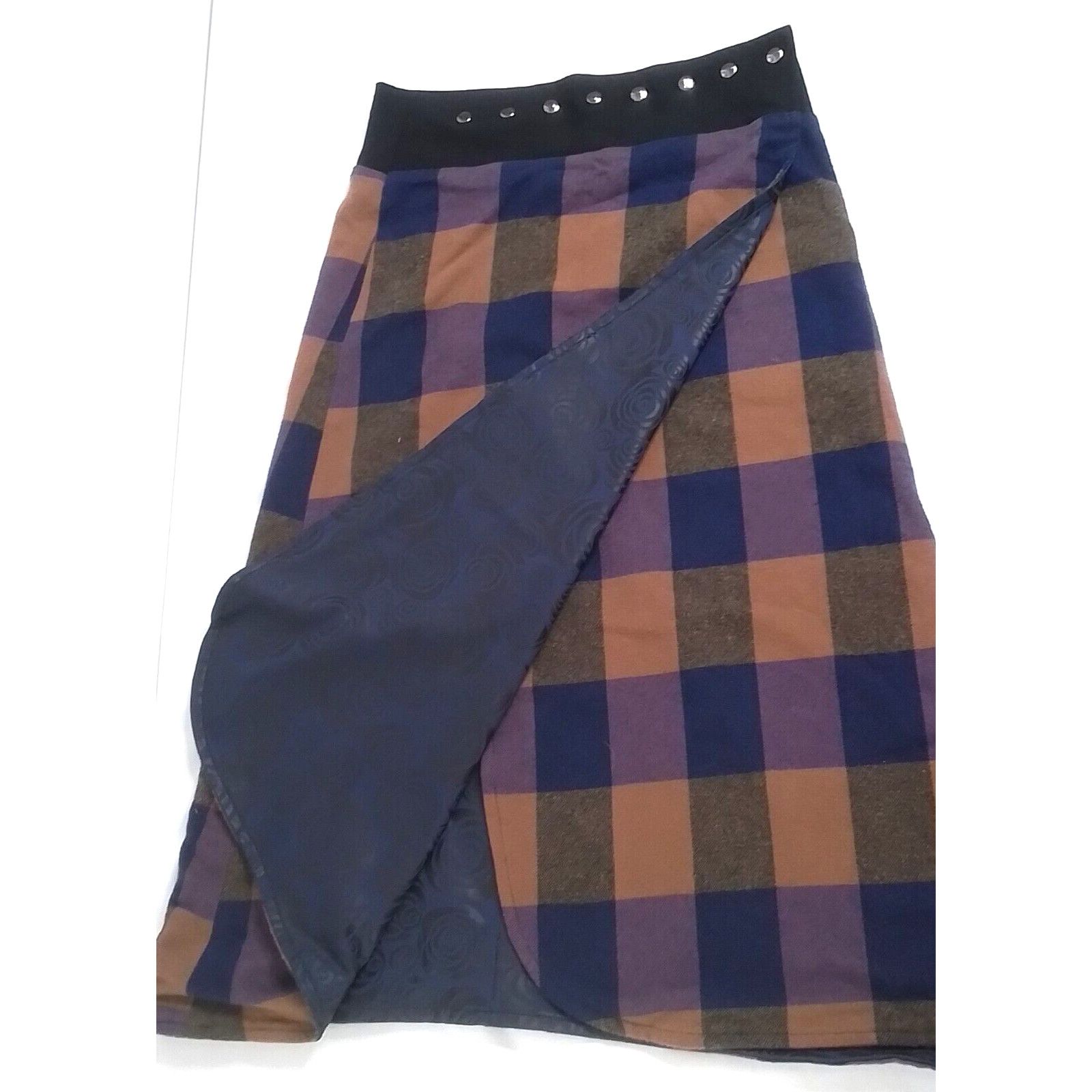 Other Top Skirt Women's Buffalo Plaid Design Blue/Brown #W2947 Size 33" - 4 Thumbnail