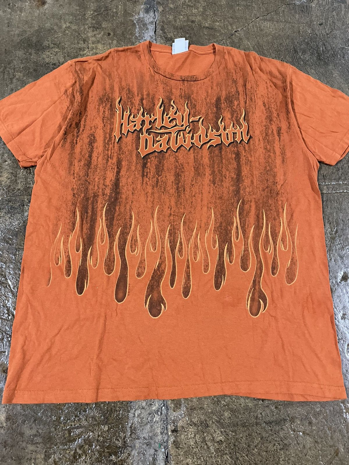 Harley Davidson × Vintage Crazy Vintage Y2K Harley Davidson Flames Grunge Biker Tee Size US XXL / EU 58 / 5 - 3 Thumbnail