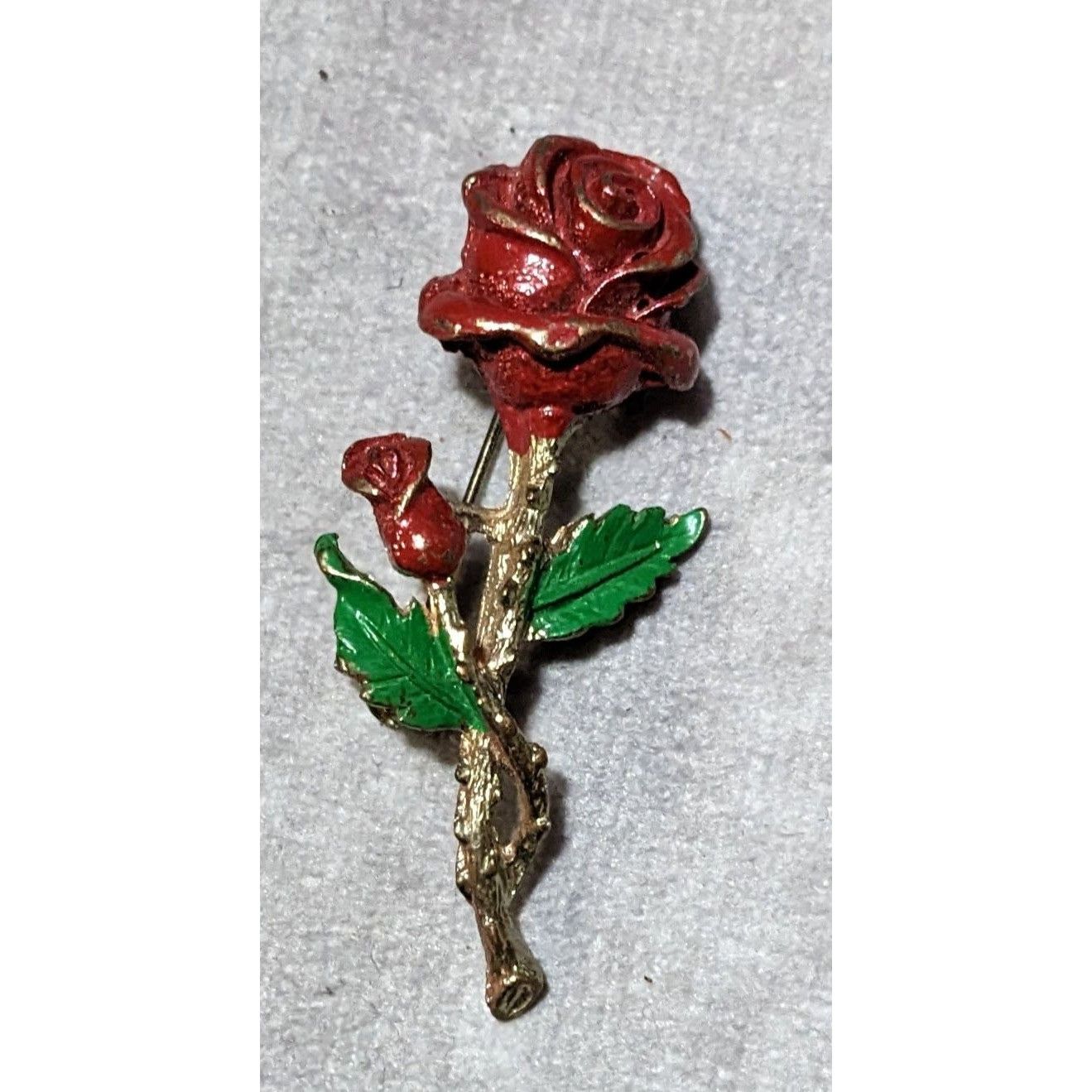 Other Vintage Red And Gold Enamel Rose Brooch Size ONE SIZE - 4 Thumbnail