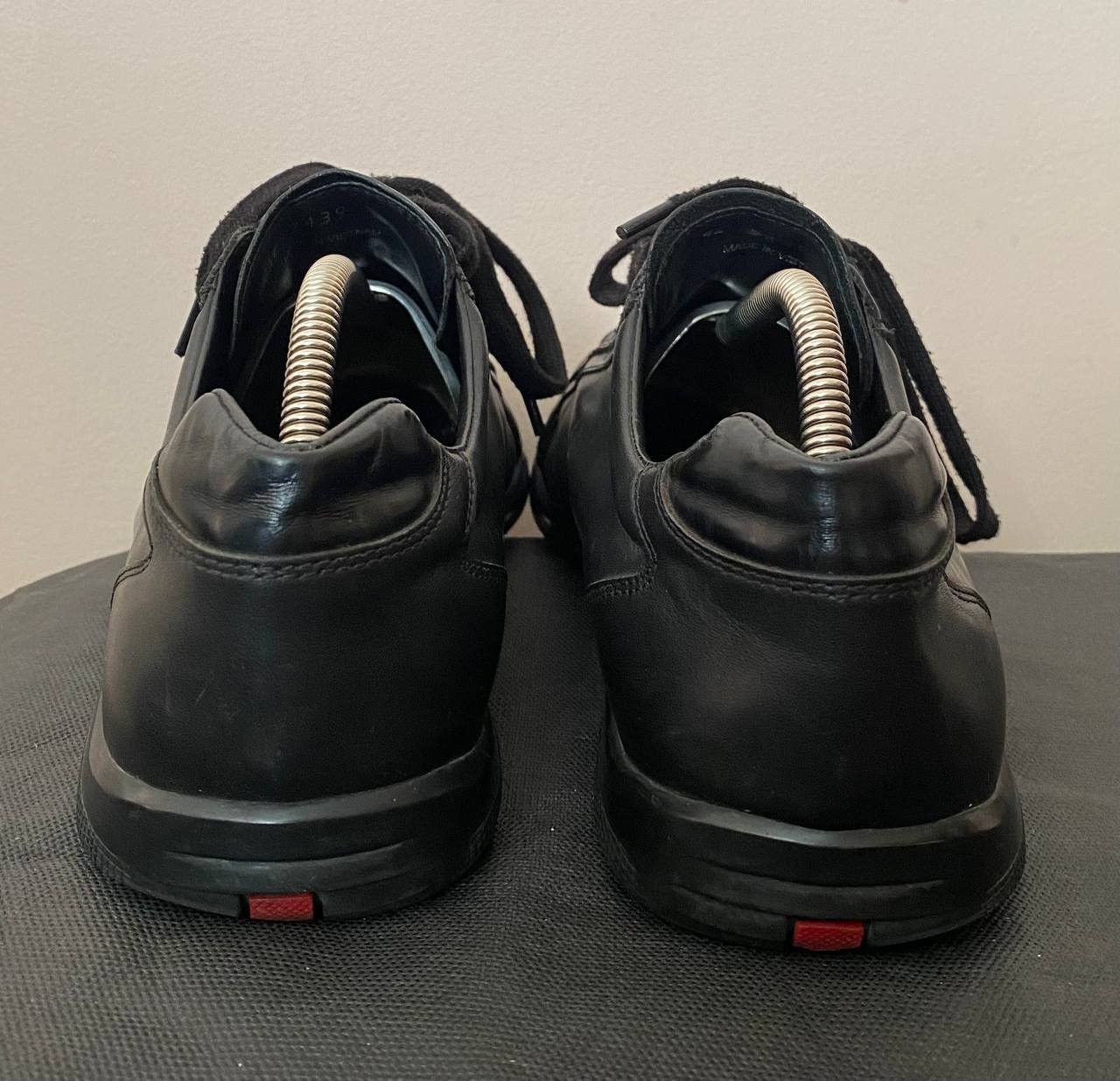 Prada 🔥 PRADA Mens Black Leather Low Top Sneakers Trainers Shoes Size US 8 / EU 41 - 6 Thumbnail