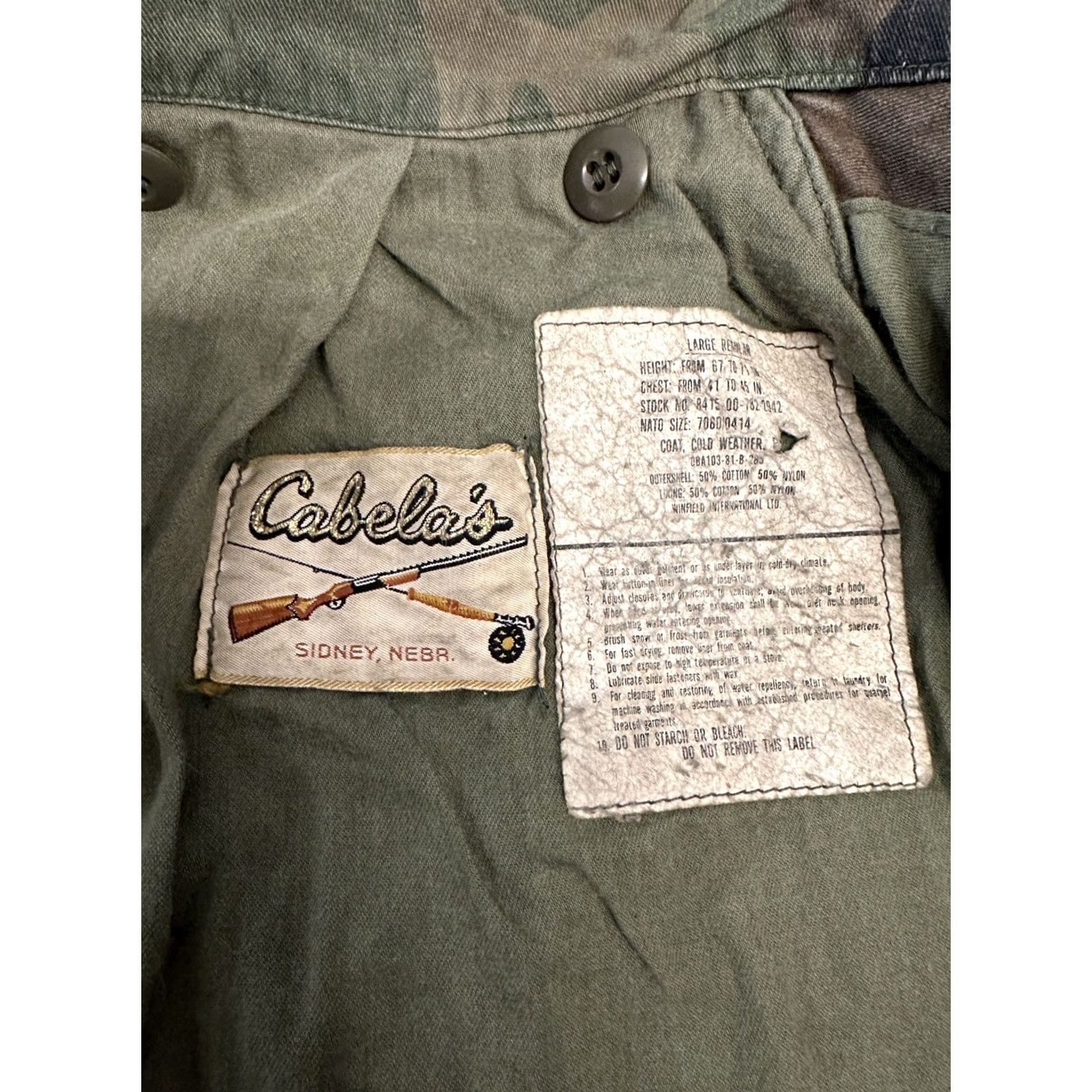 Vintage VINTAGE Cabelas Jacket Military Woodland Camo Large L Green 70s Mens Size US L / EU 52-54 / 3 - 3 Thumbnail