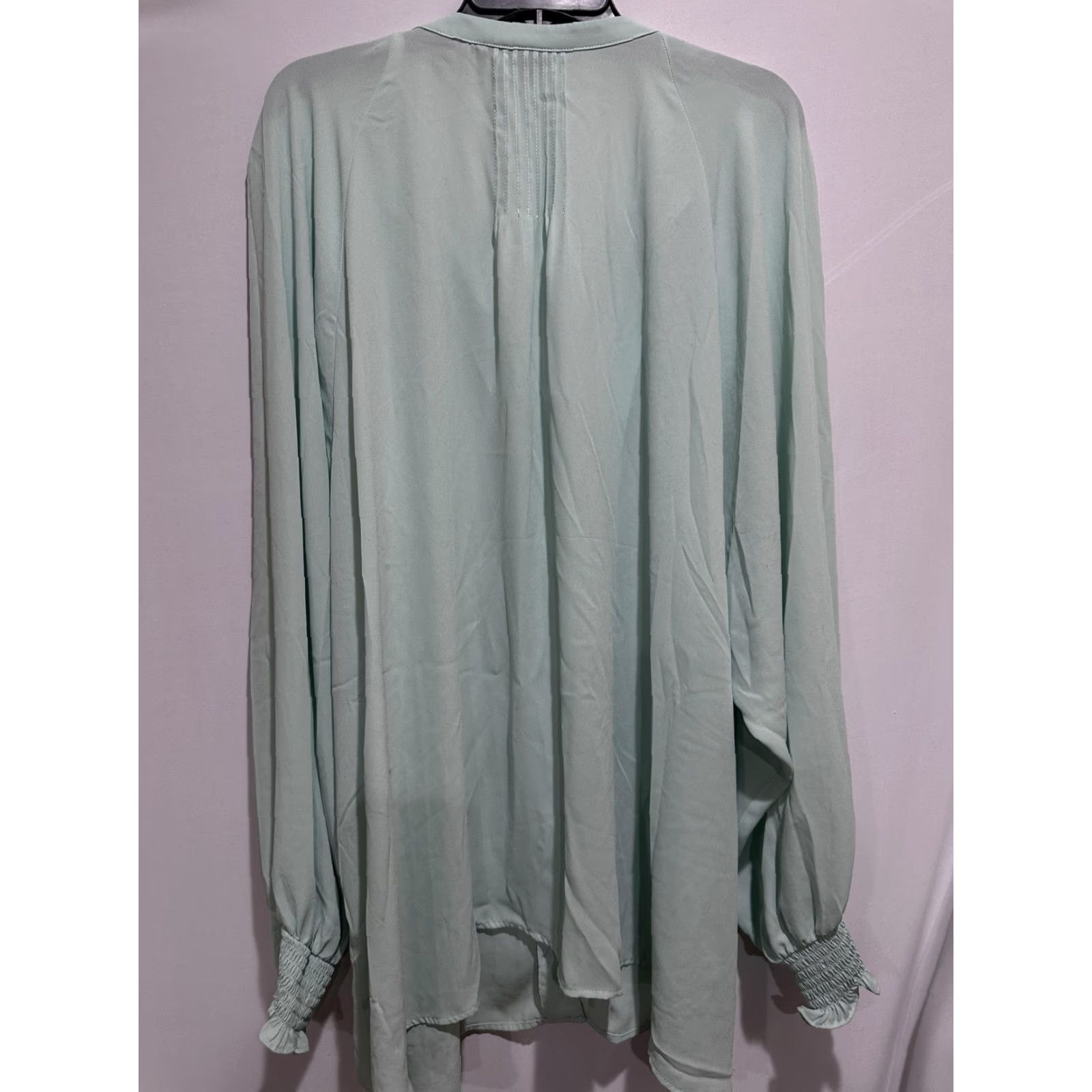 Torrid Torrid Blouse Plus 5X Green Button Front Sheer Tunic Top Balloon Sleeve Womens V-Neck Office Casual Feminine Size XXL / US 16-18 / IT 52-54 - 5 Thumbnail