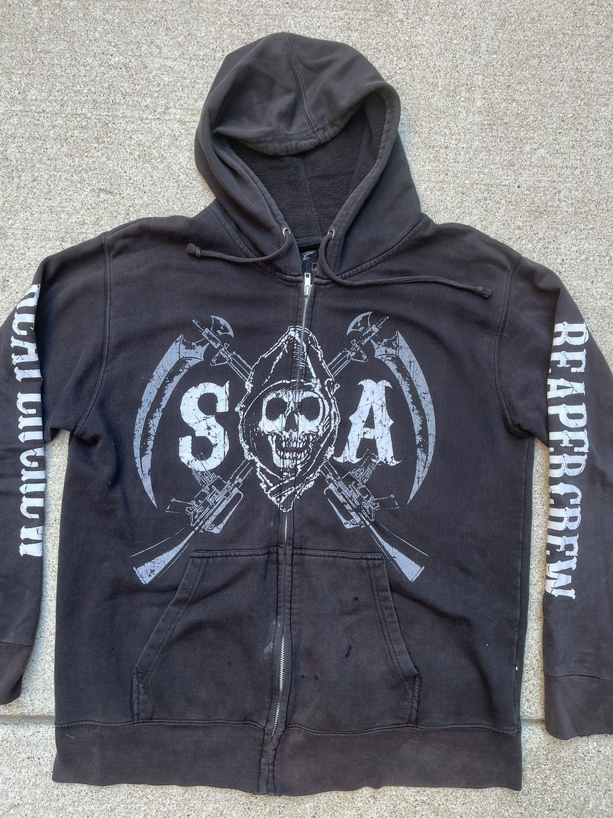 Affliction Crazy Sons of Anarchy Reaper Crew Grim Reaper Skull Hoodie Size US L / EU 52-54 / 3 - 8 Thumbnail