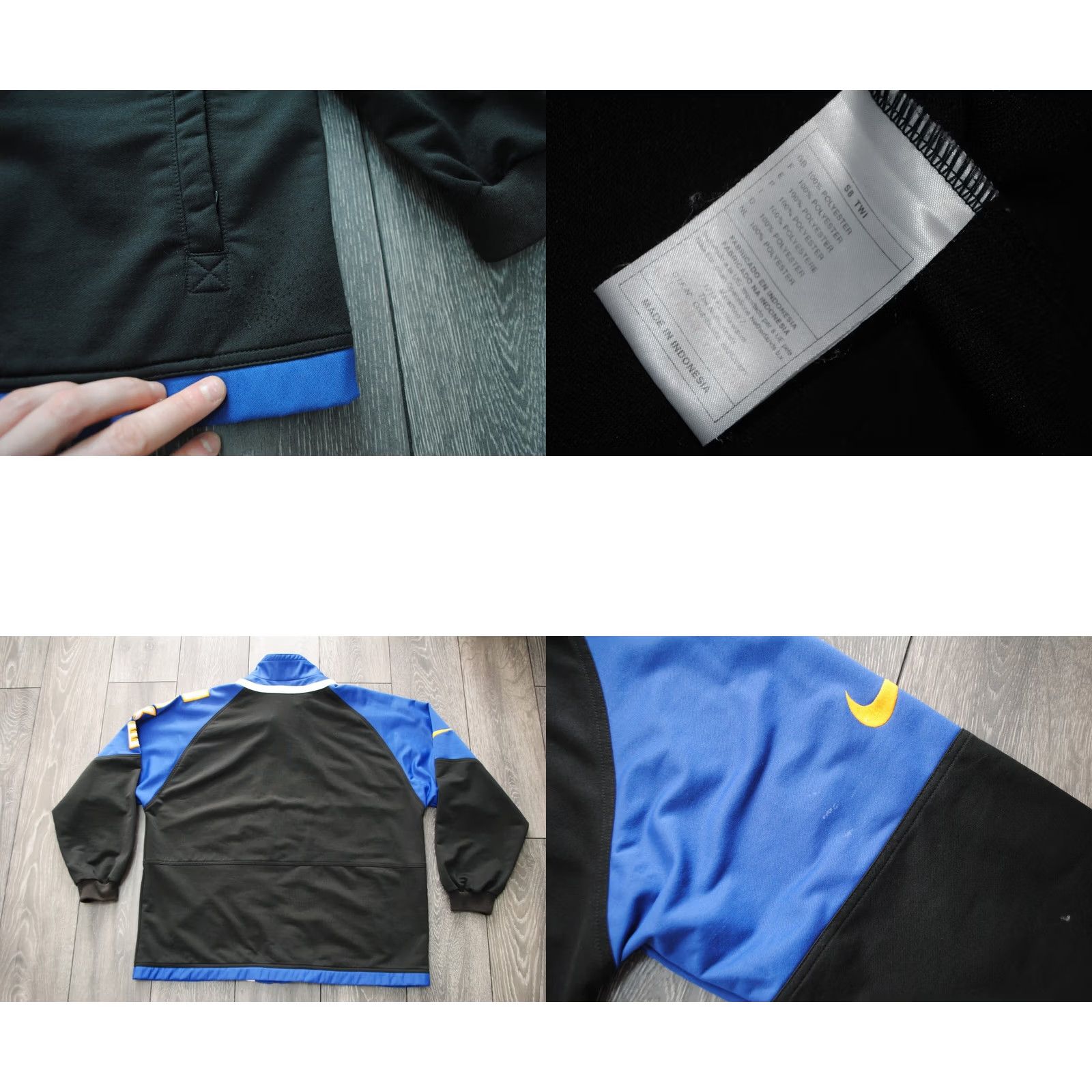 Nike NIKE TRACK JACKET TOP BIG LOGO FULL ZIP RETRO VINTAGE 90'S BLACK BLUE MENS XL Size US XL / EU 56 / 4 - 8 Thumbnail