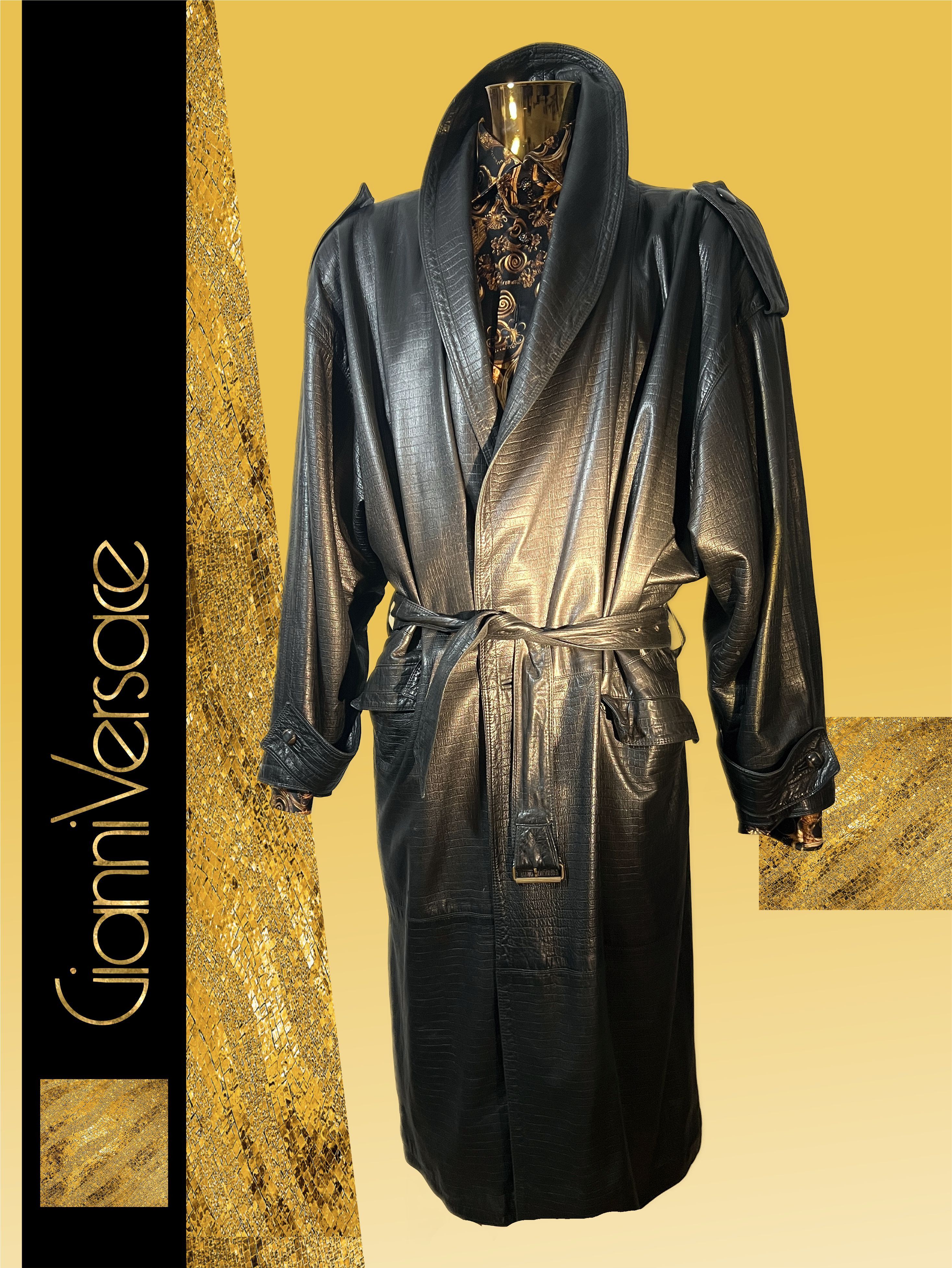 Versace Beautiful Vintage Leather Coat by Versace Size US XL / EU 56 / 4 - 7 Thumbnail