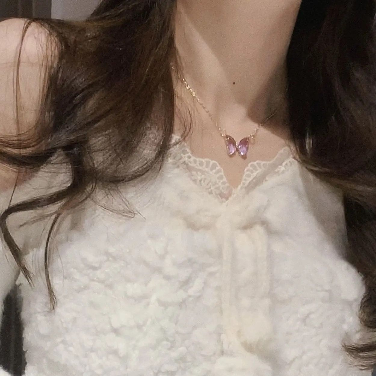 Jewelry Purple Butterfly Pendant Necklace for Women Size ONE SIZE - 2 Thumbnail