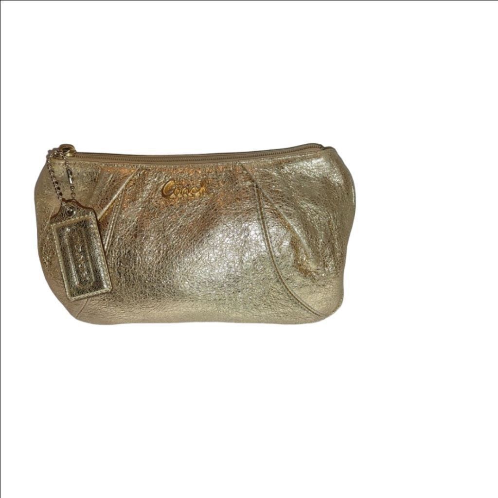 Coach Coach Metallic Gold Zippered Pouch M0869-42536 Size ONE SIZE - 1 Thumbnail