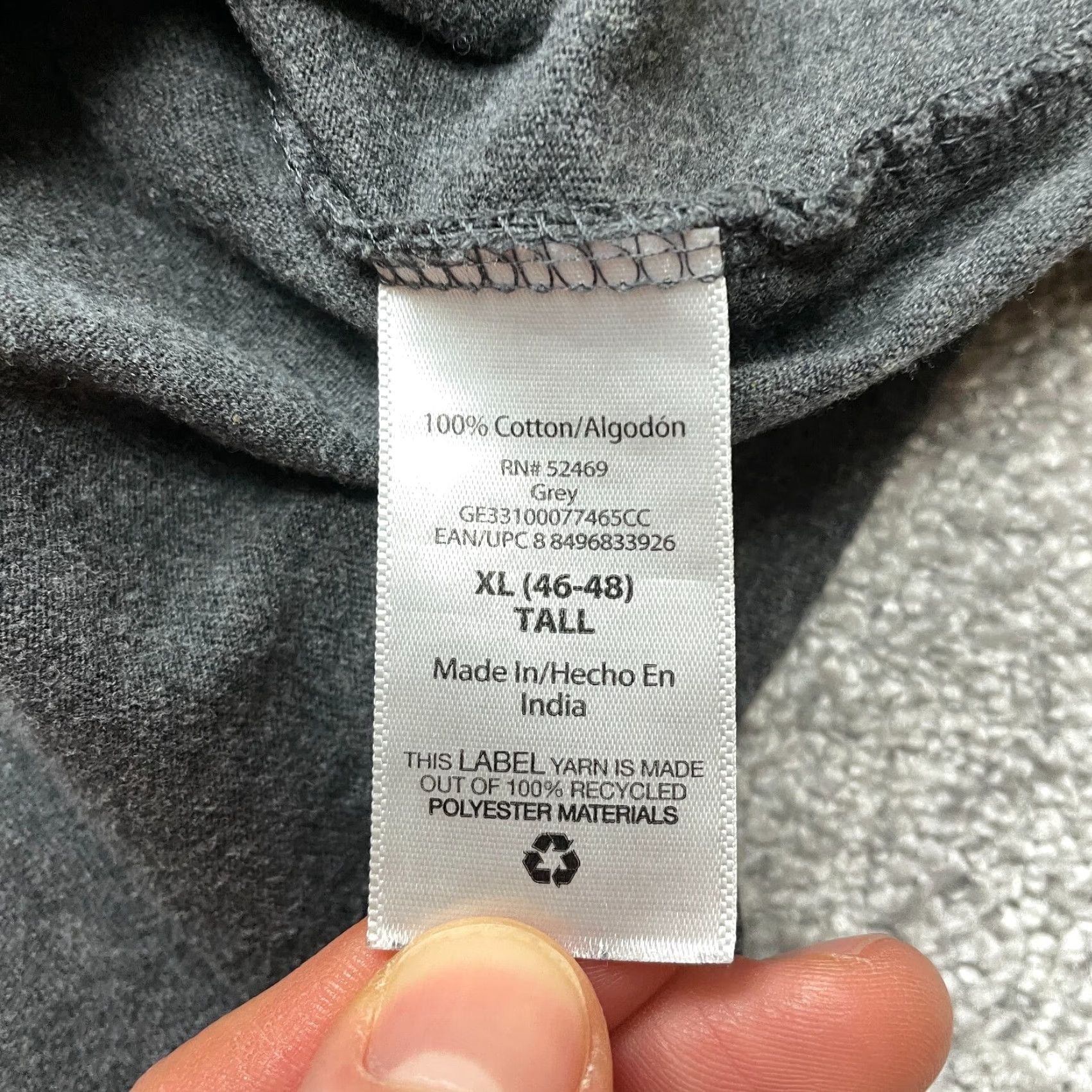 George George Shirt Mens XLT Tall Gray Long Sleeve Cotton Crew Basic Solid Adult Size US XL / EU 56 / 4 - 6 Thumbnail