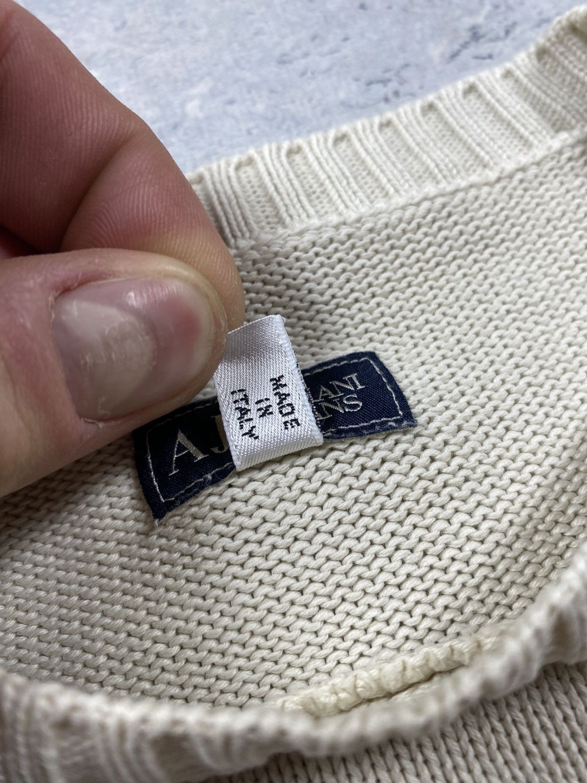 Armani Armani Jeans Mens White Sweater With Mini Logo Made in Italy Size US M / EU 48-50 / 2 - 10 Thumbnail
