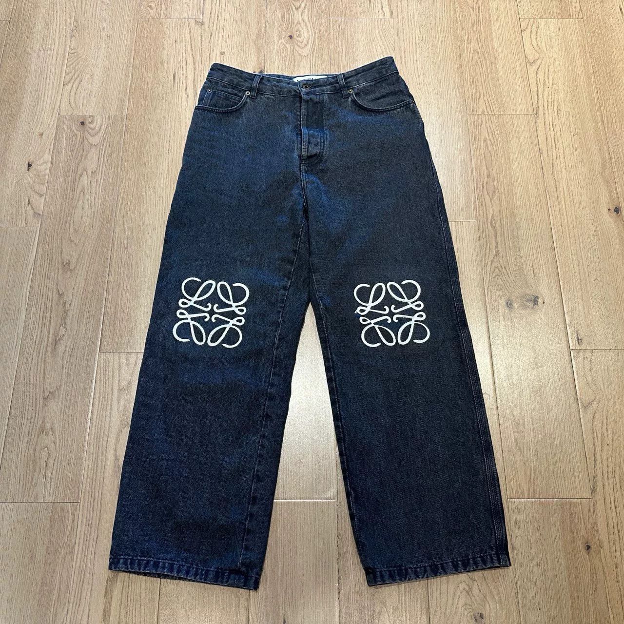 Loewe Loewe Dark Blue Logo Straight Wide-Leg Pants Size US 32 / EU 48 - 1 Thumbnail