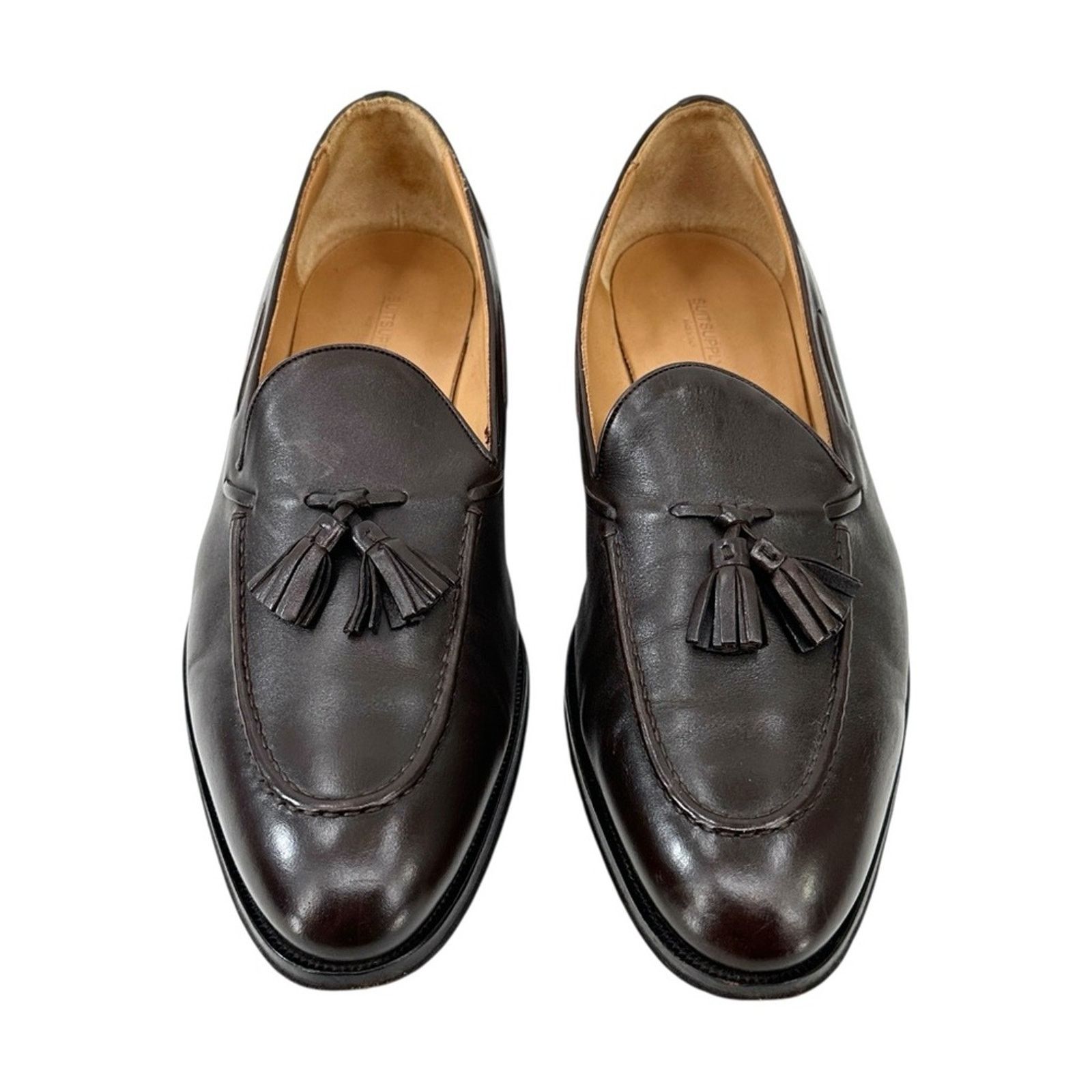 Suitsupply Dark Brown Smooth Leather Slip On Tassel Loafers Dress Shoes Size US 11 / EU 44 - 3 Thumbnail