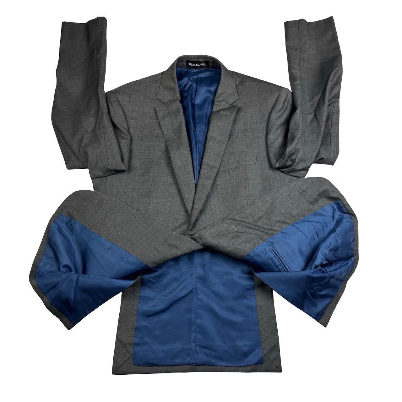 Other Black Lapel Men’s Bespoke Custom Slim 2-Button Blazer Gray • Size 36R - 3 Thumbnail