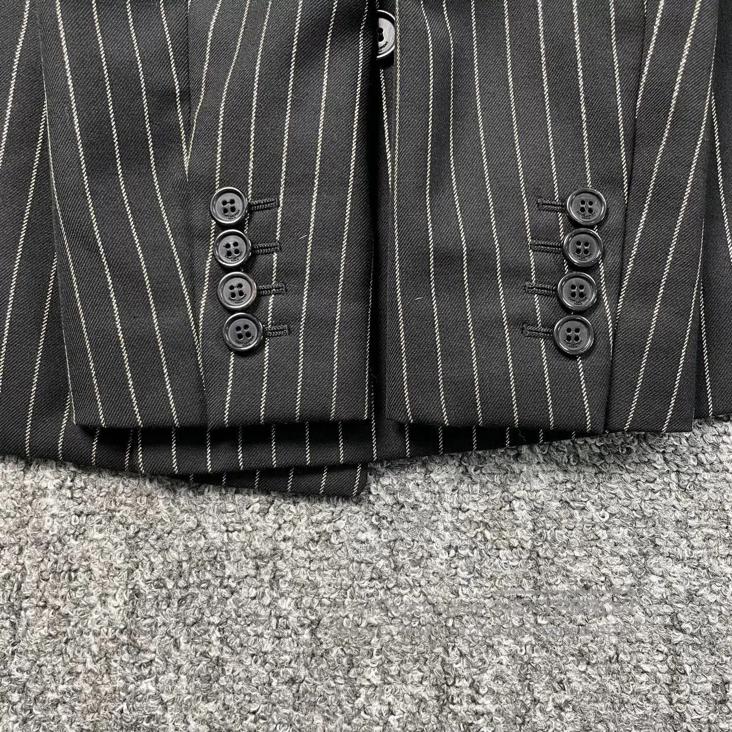 Saint Laurent Paris Saint Laurent Black Pinstripe Blazer. Size S / US 4 / IT 40 - 3 Thumbnail
