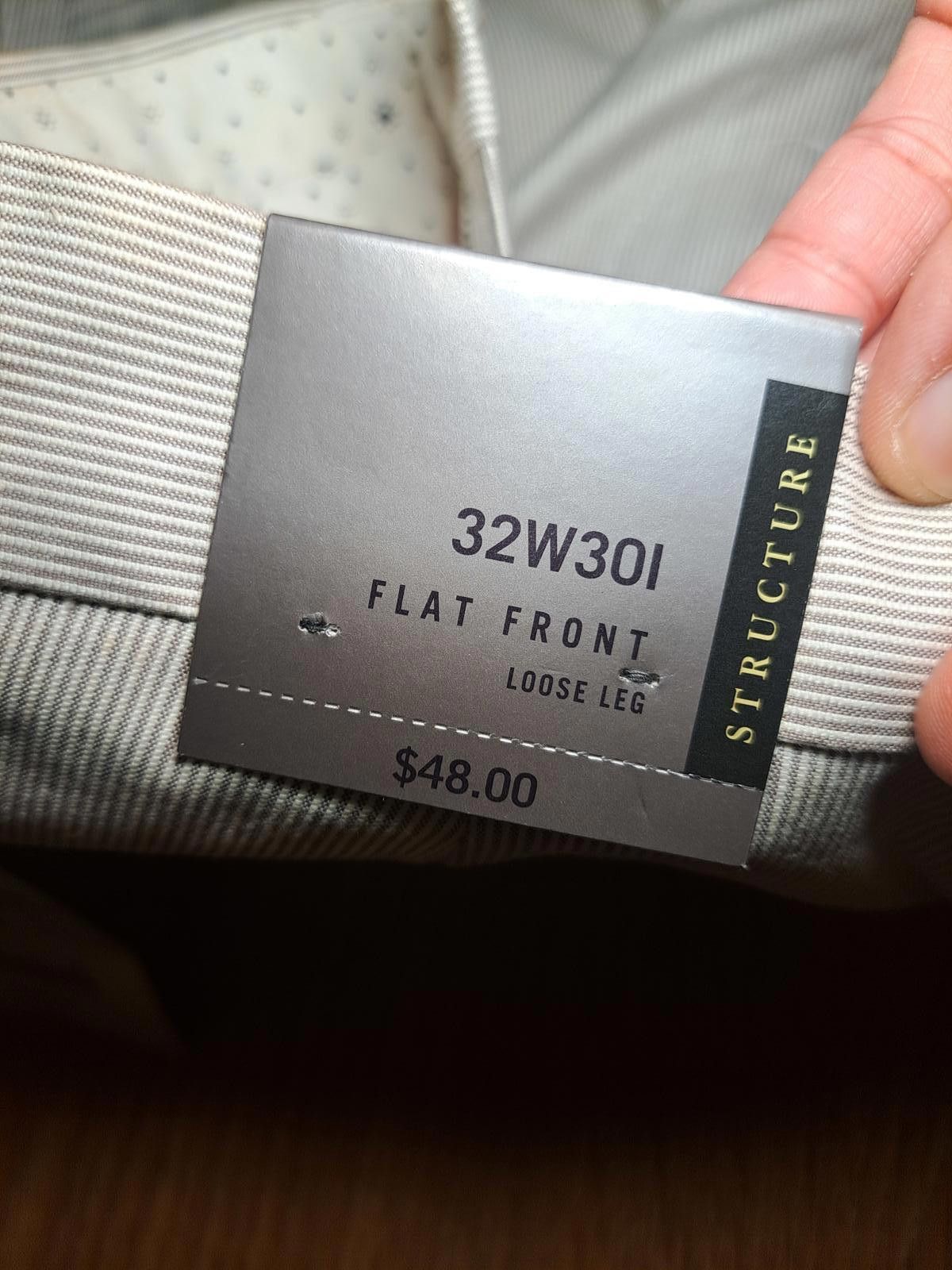 Structure NEW Structure Chino Pants Mens 32x30 Beige Striped Cotton Size 38R - 4 Thumbnail