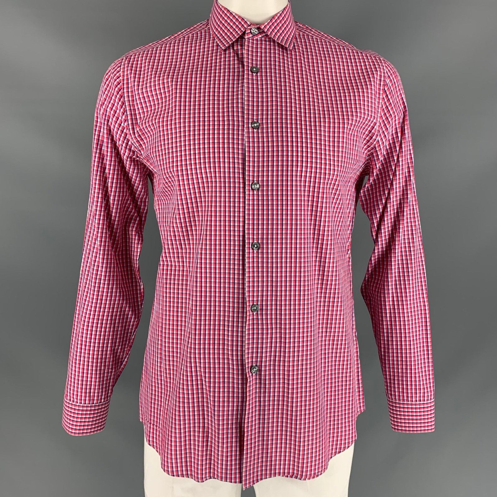 Paul Smith Size L Red & White Blue Checkered Cotton Long Sleeve Shirt Size US L / EU 52-54 / 3 - 1 Thumbnail