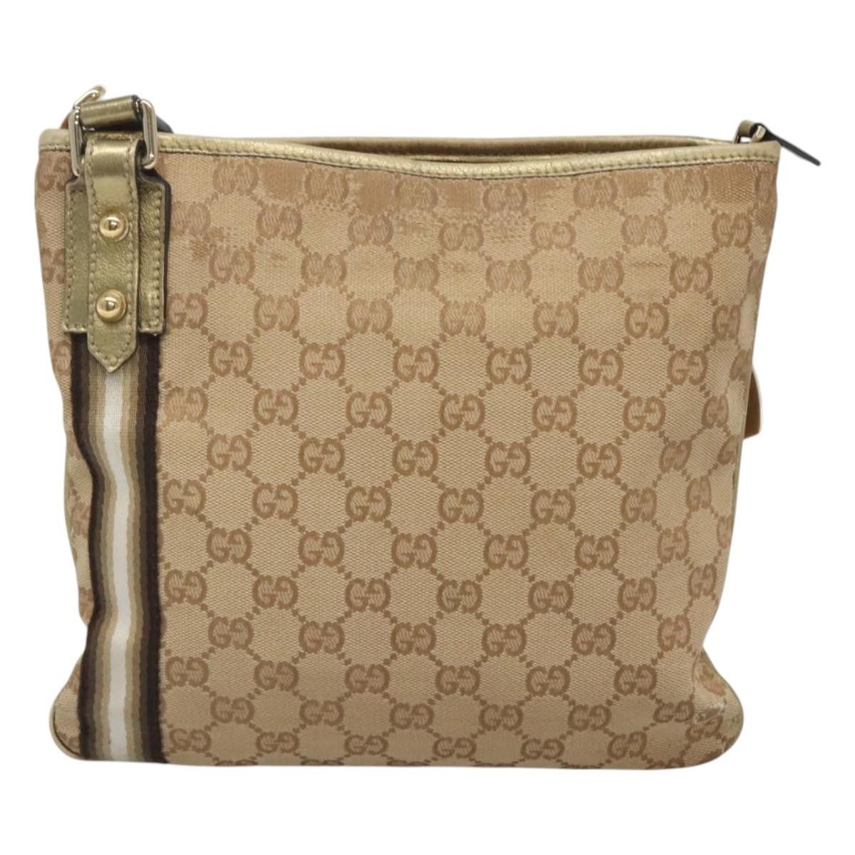 Gucci GUCCI GG Canvas Sherry Line Shoulder Bag Beige Black Size ONE SIZE - 3 Thumbnail